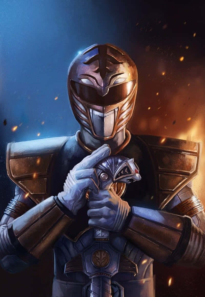 Black Ranger, golden armored, sword, SD Phone Wallpaper