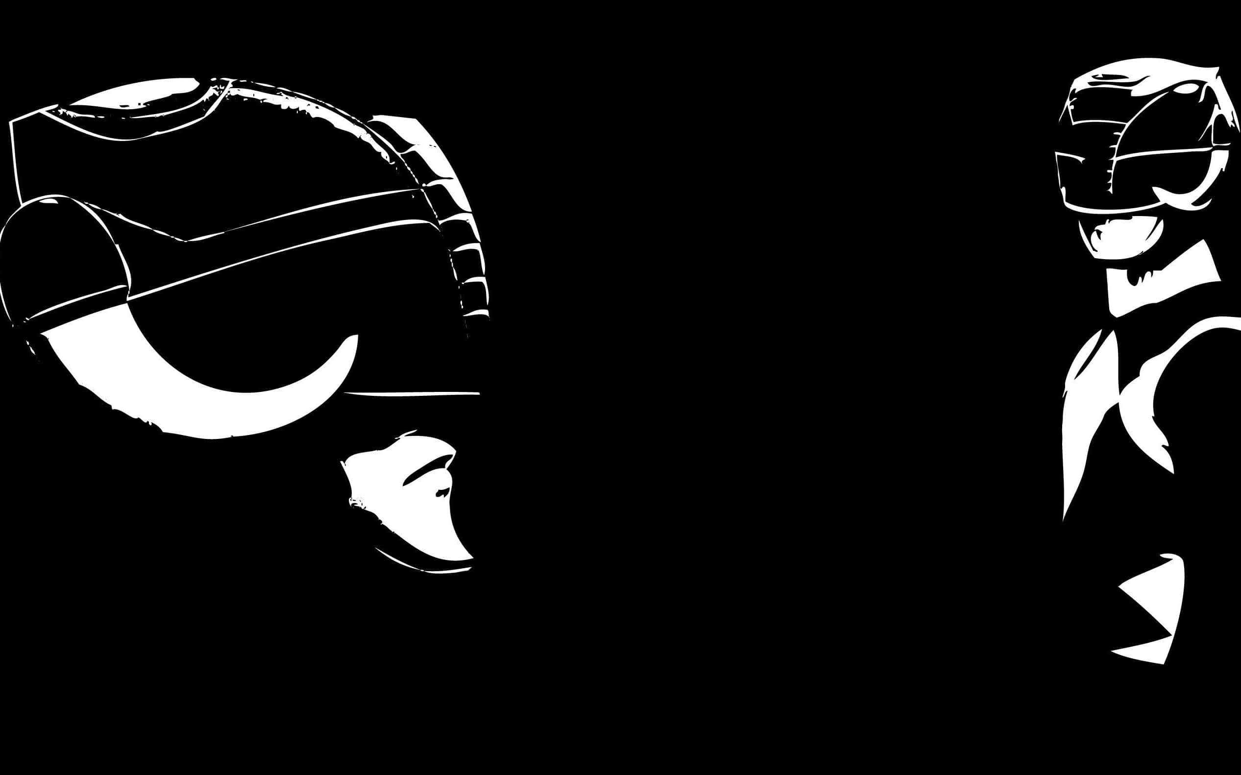Black Ranger, silhouette, white helmeted figures, Full HD Desktop Wallpaper