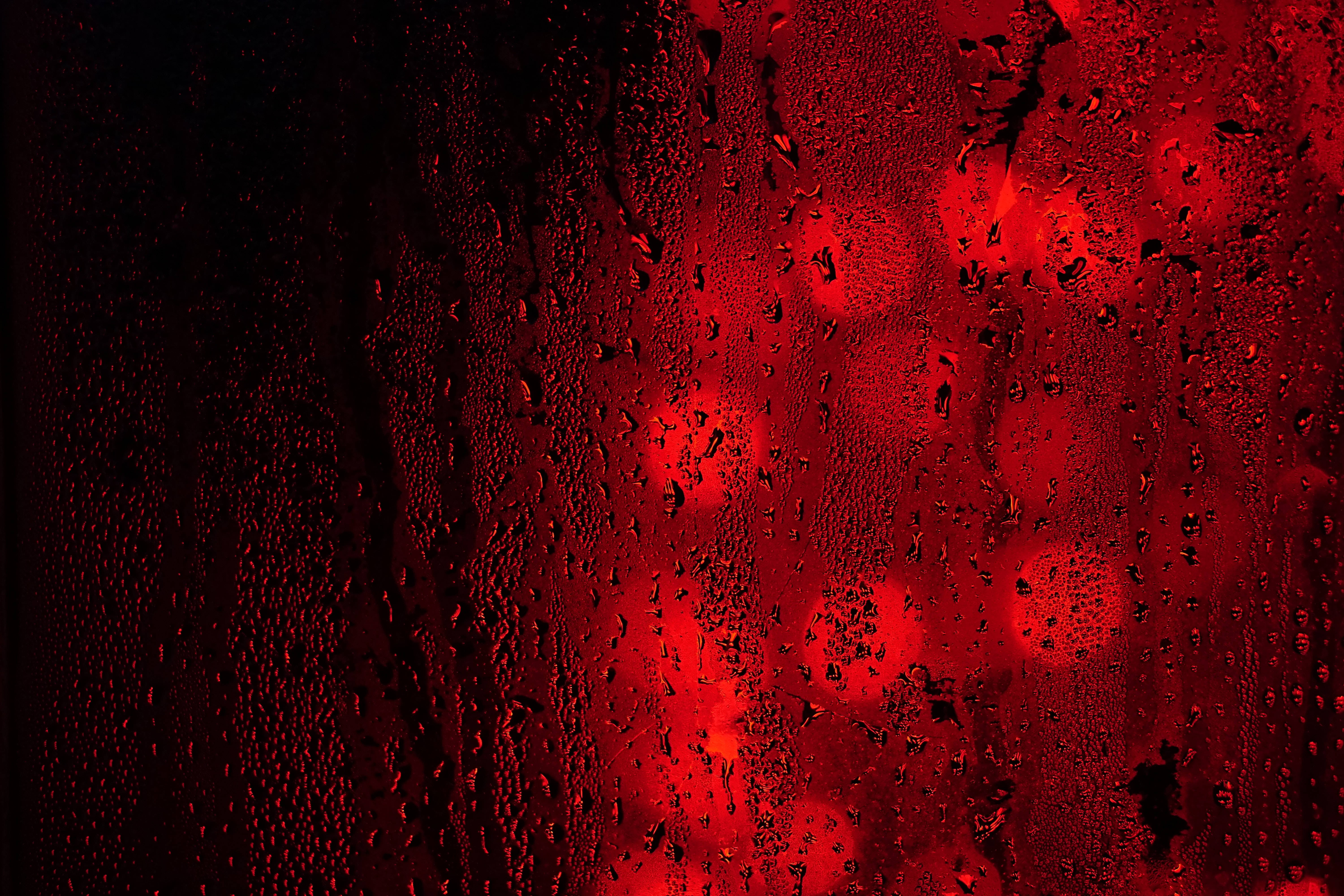 Black Red 4K, rain window, raindrops, 5K Desktop Wallpaper