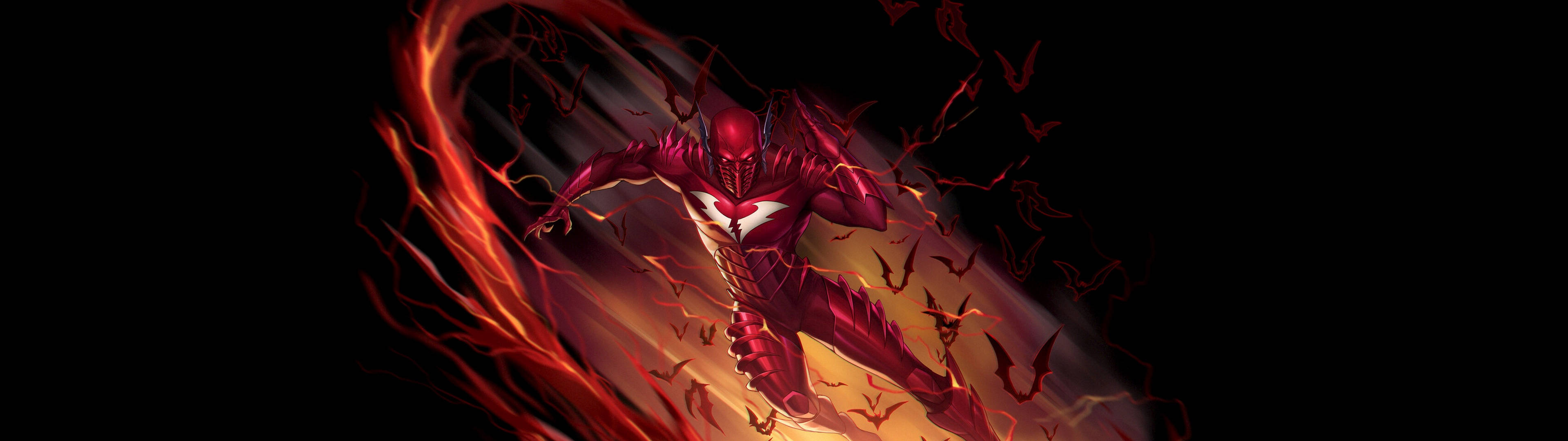Black Red 4K, red armored superhero, fiery energy, 4K Desktop Wallpaper
