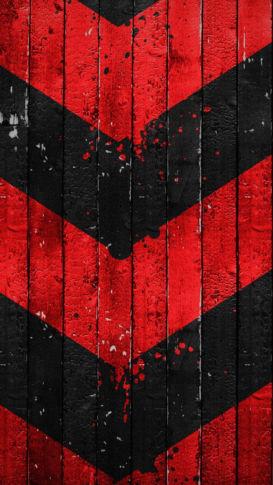 Black Red iPhone, red and black chevron pattern, weathered wooden planks, HD Phone Wallpaper