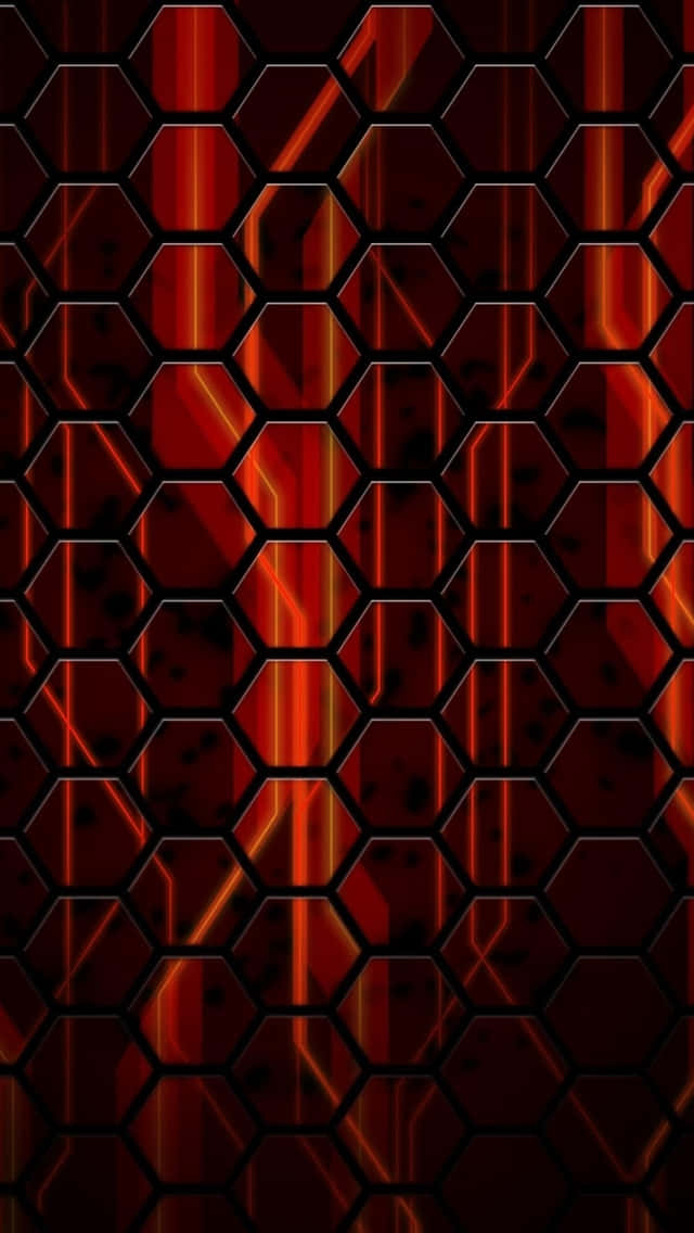 black red iphone, glowing red hexagonal grid pattern, dark shadows, SD Phone Wallpaper