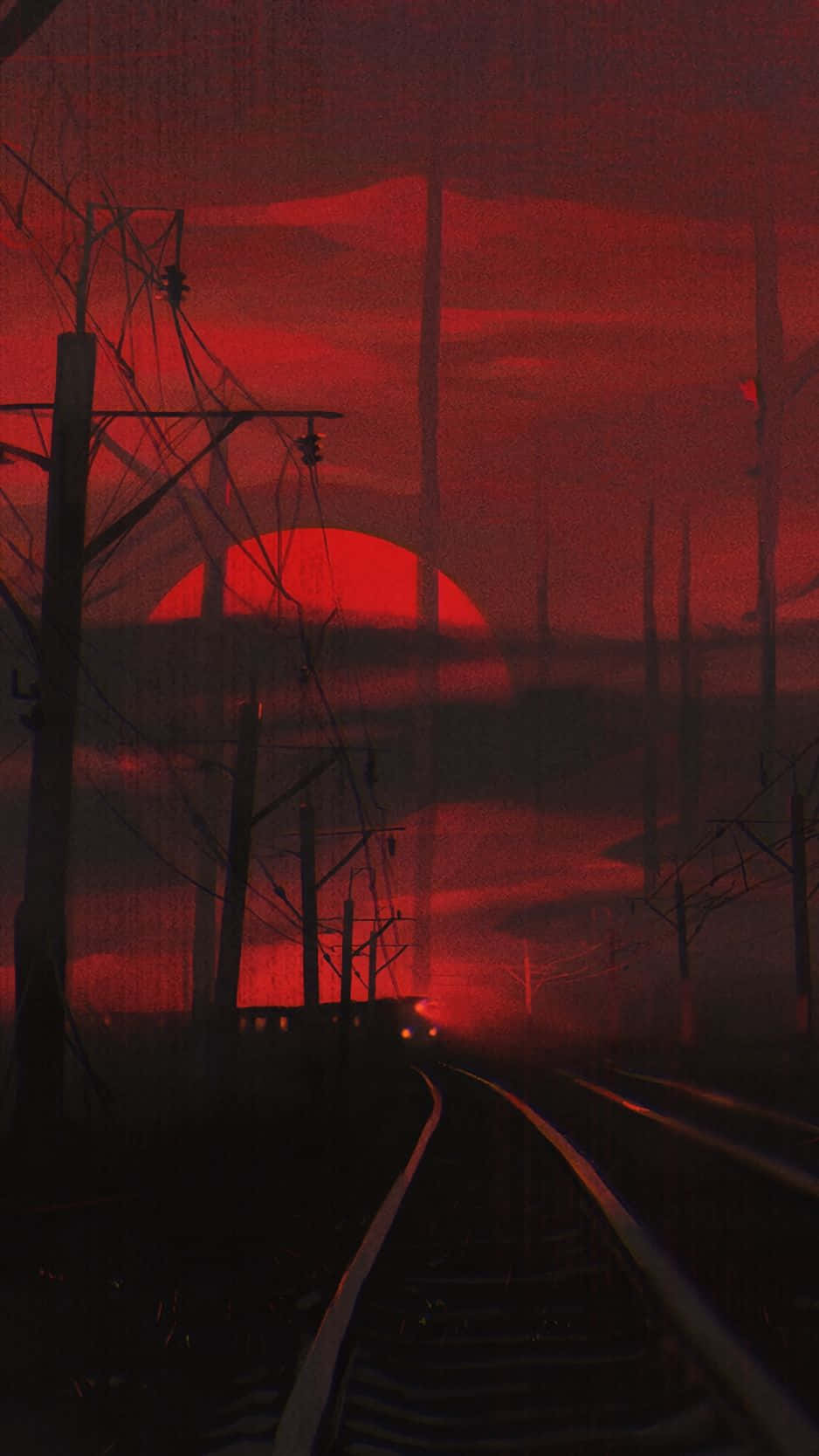 Black Red iPhone, blood red sunset, silhouetted power lines, HD Phone Wallpaper