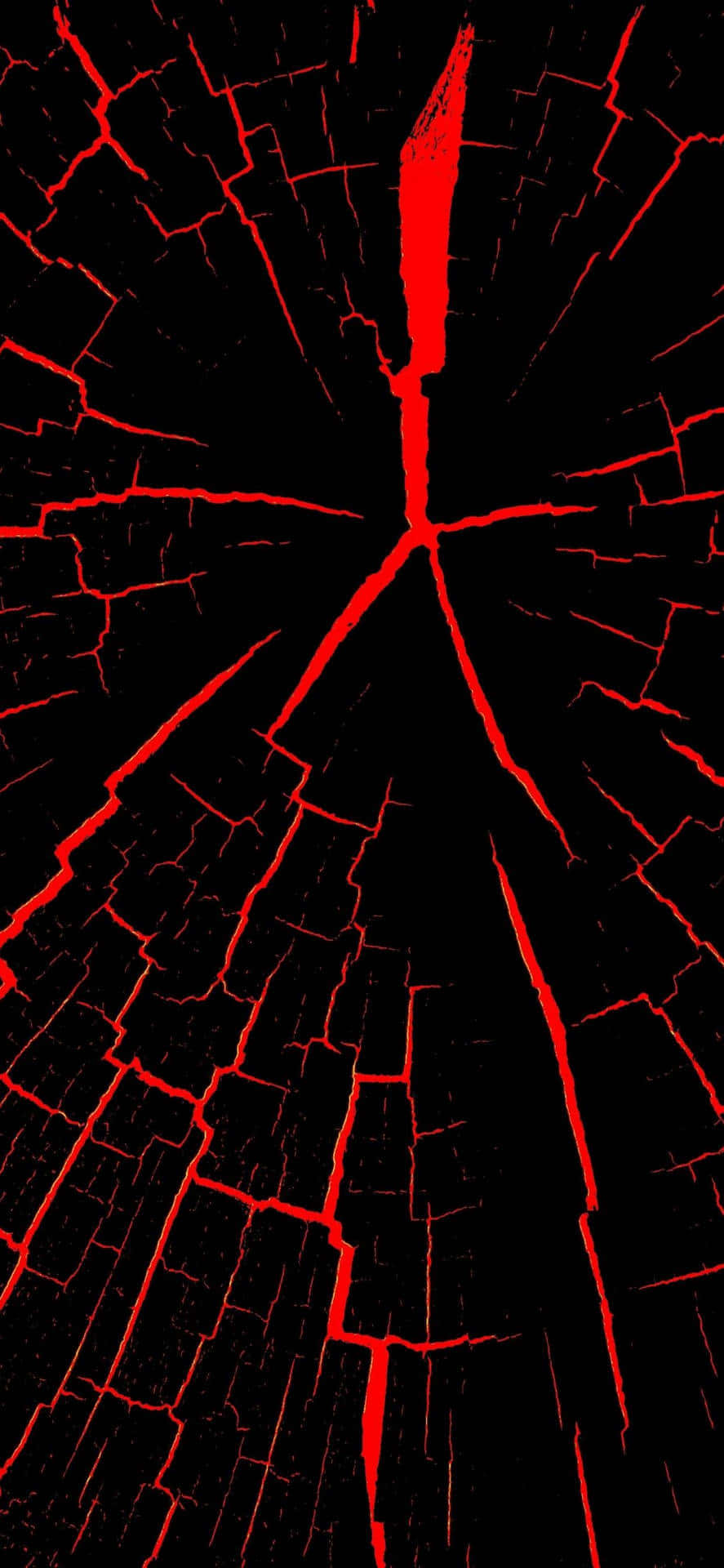 Black Red iPhone, vivid red lava cracks, central fissure, Full HD Phone Wallpaper