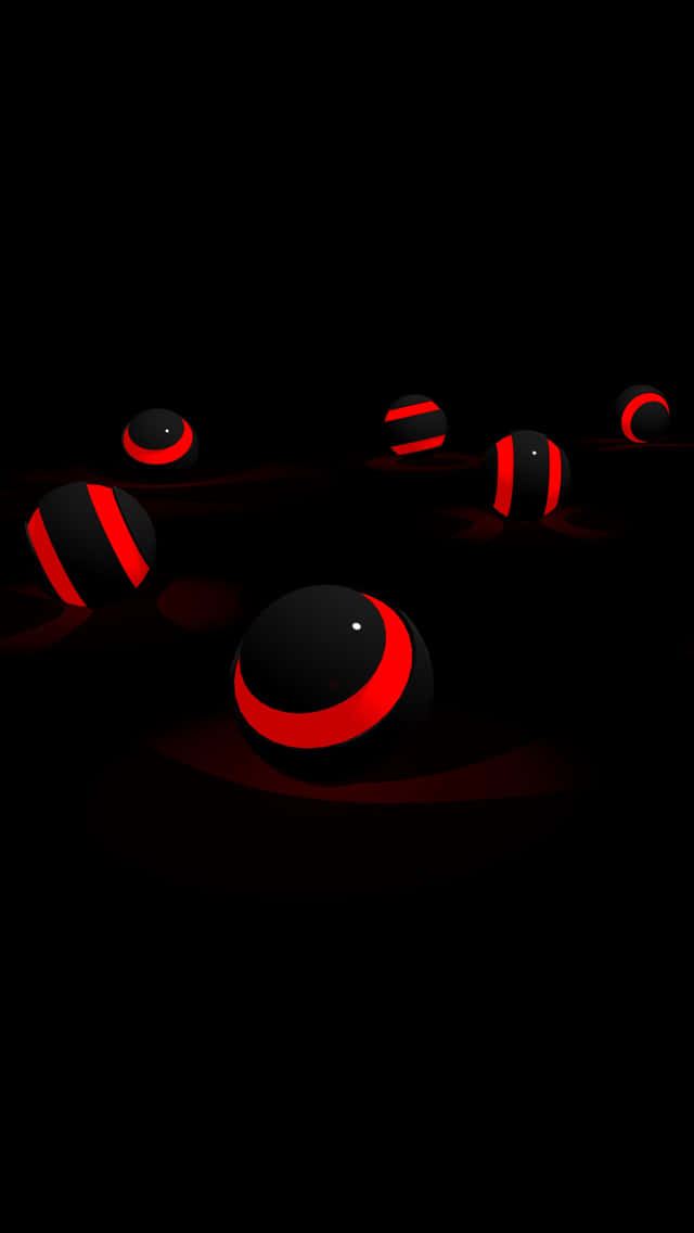 Black Red iPhone, glossy black, glowing red crescents, SD Phone Wallpaper