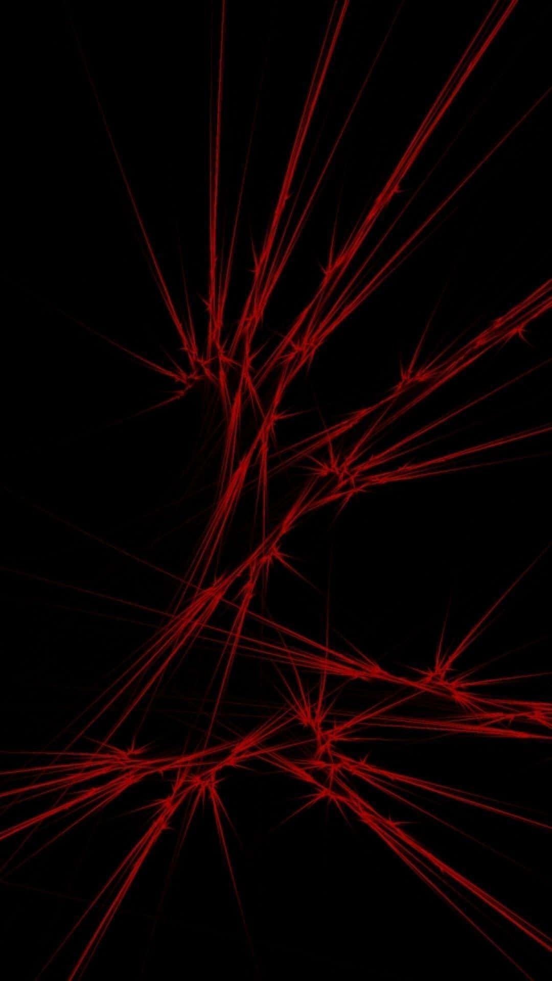 black and red iPhone, vibrant red fractal lines, deep black canvas, Full HD Phone Wallpaper