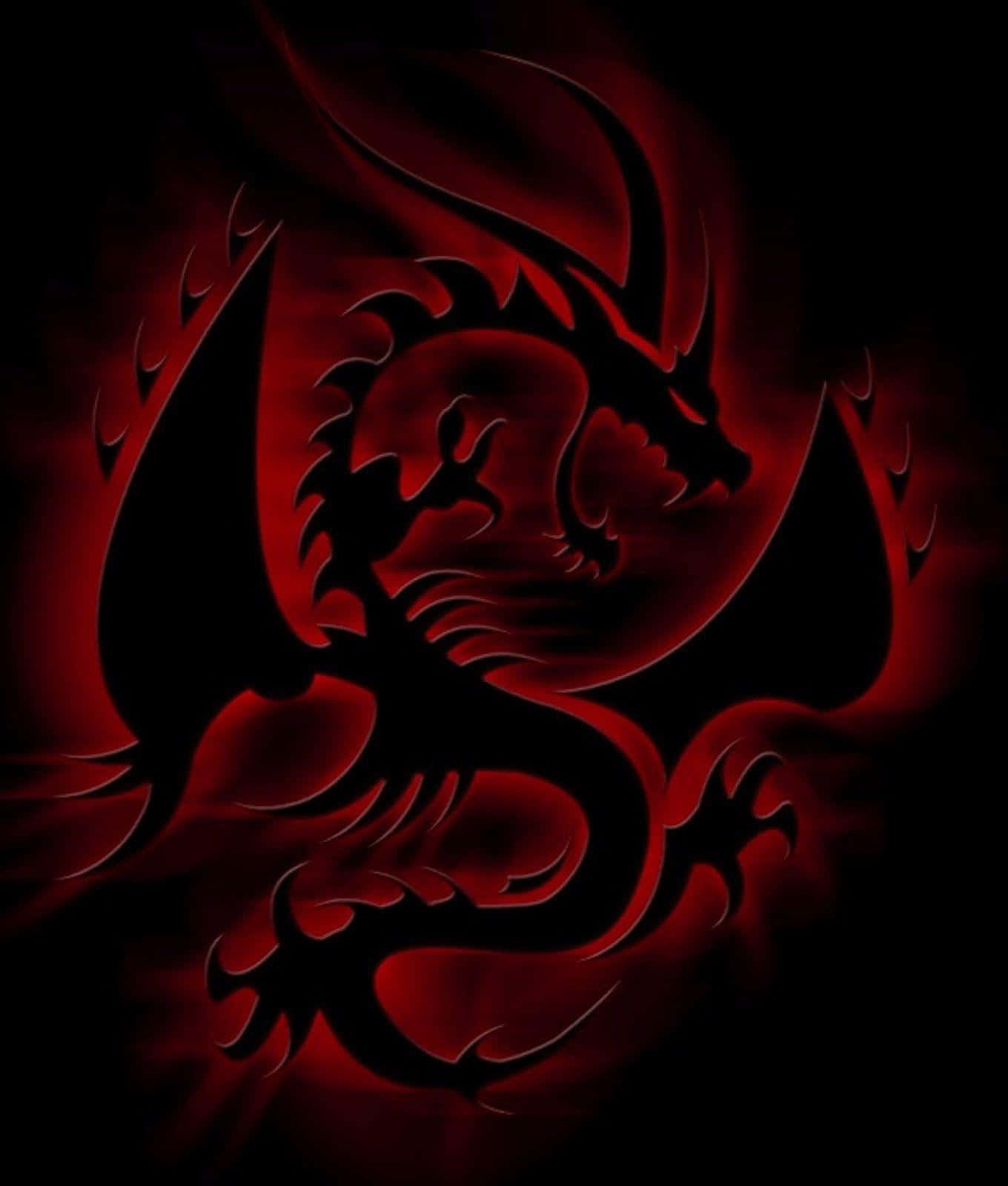Black Red Neon, red dragon silhouette, black background, HD Phone Wallpaper