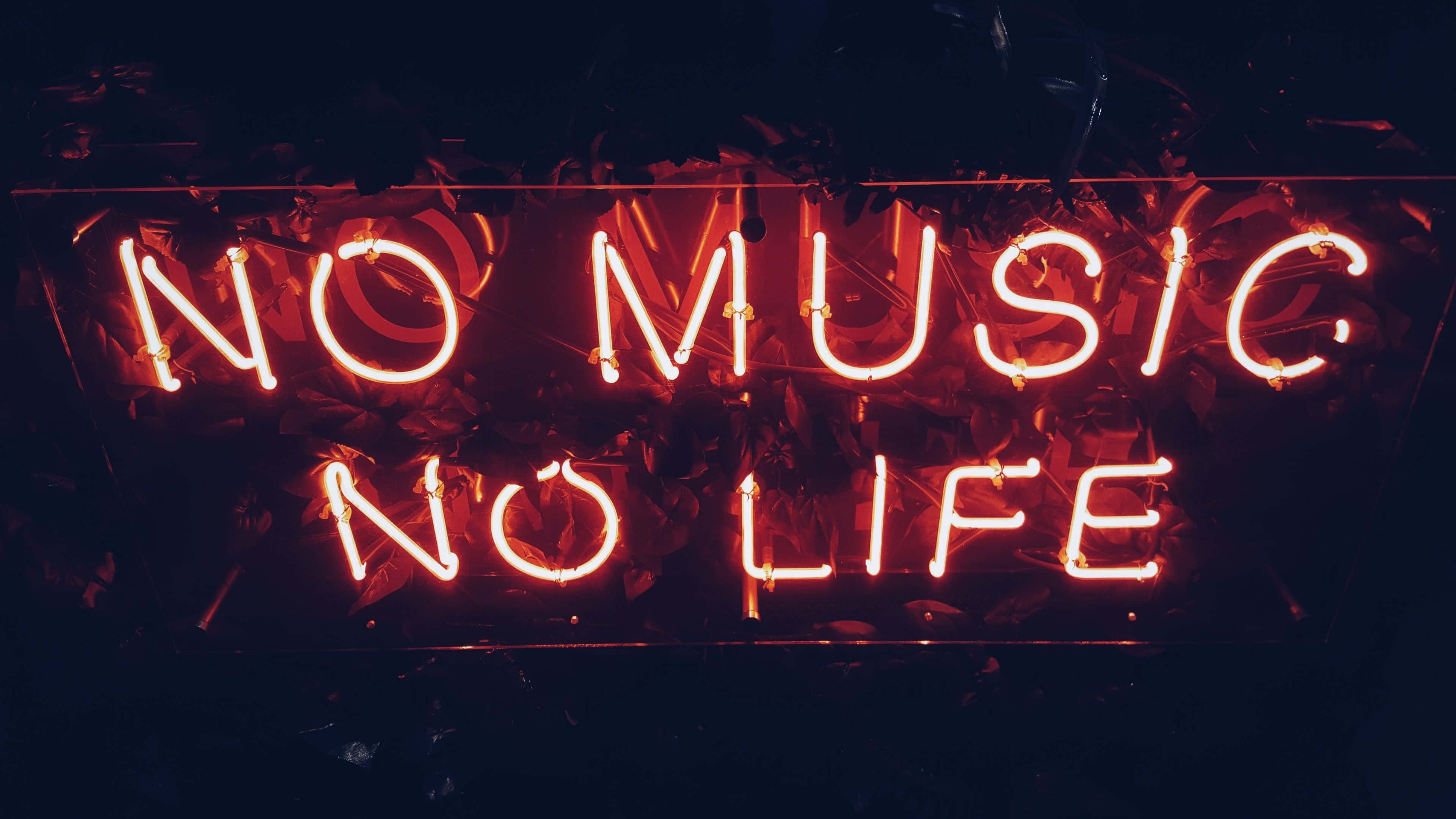 Black Red Neon, NO MUSIC NO LIFE, glowing red neon sign, 4K Desktop Wallpaper