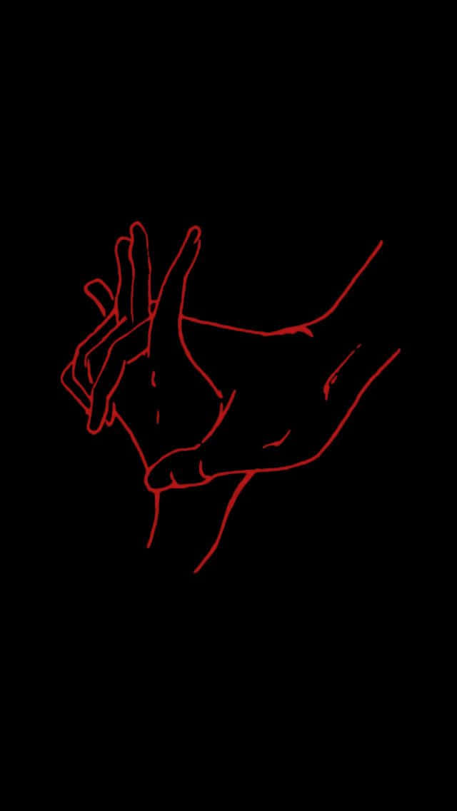 Black Red Neon, glowing red outline, stark black background, SD Phone Wallpaper