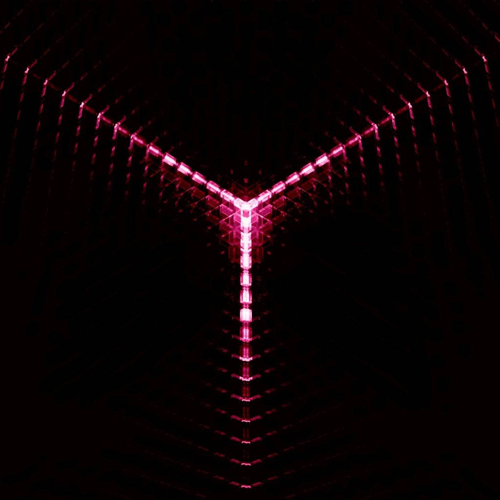 red neon lights, pitch black, pink Y-shaped light structure, SD Desktop Wallpaper