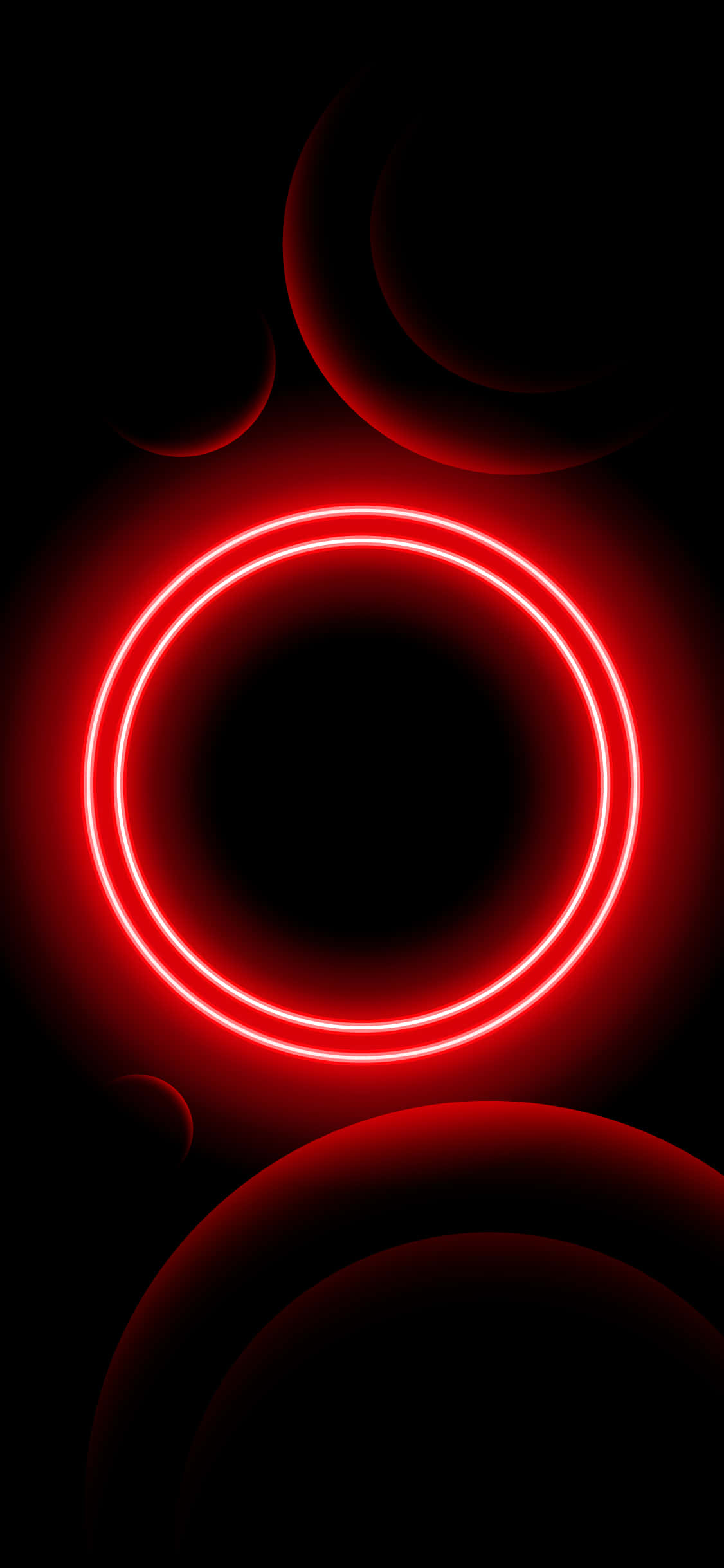 Black Red Neon, red neon rings, black background, Full HD Phone Wallpaper
