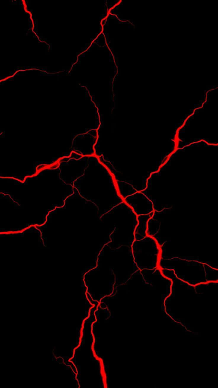 Black Red Neon, red lightning bolts, pure black void, HD Phone Wallpaper