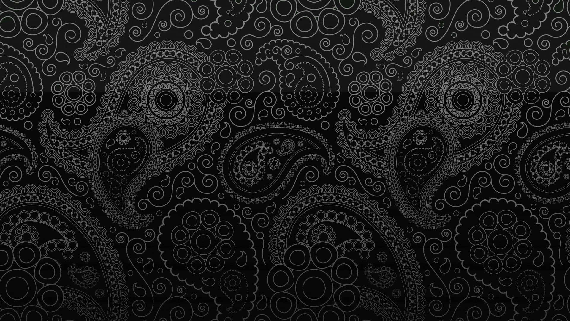 Black Retro, paisley patterns, silver swirl, Full HD Desktop Wallpaper