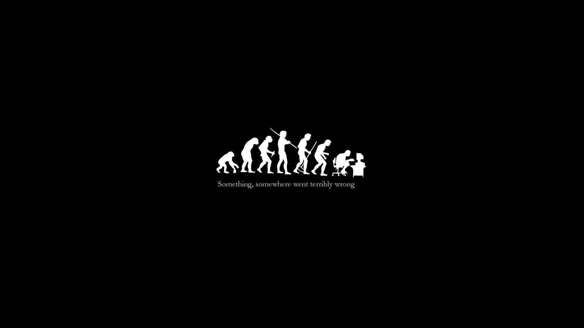 Pretty Black, Evolution Of Man, white silhouette, Full HD Desktop Wallpaper