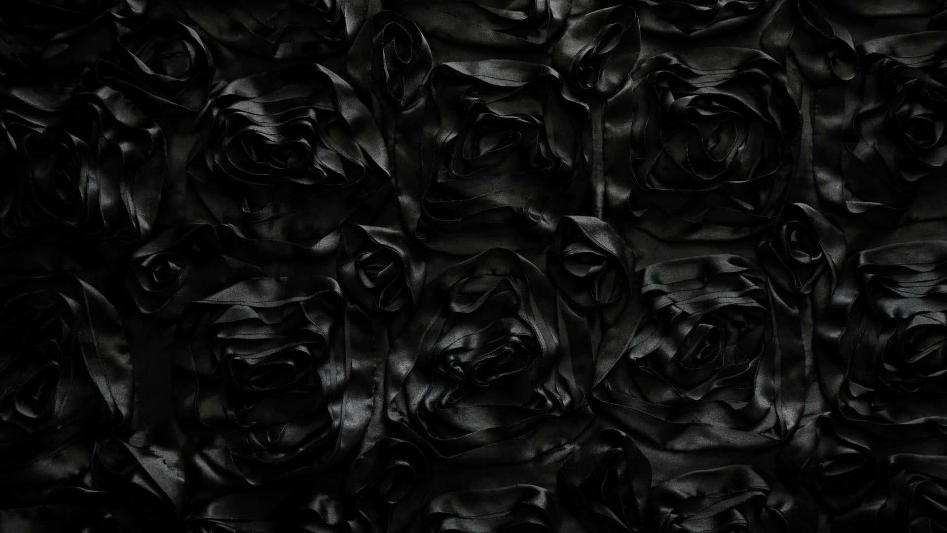 black roses pattern texture, glossy black fabric roses, deep folds, Full HD Desktop Wallpaper