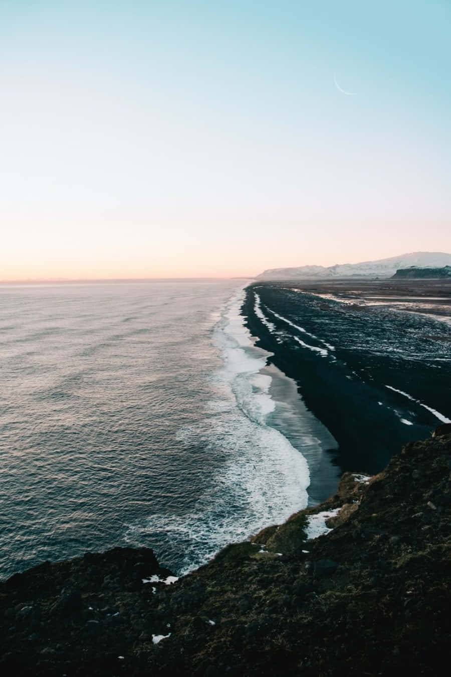 Black Sand Beach, twilight, waves crash, HD Phone Wallpaper
