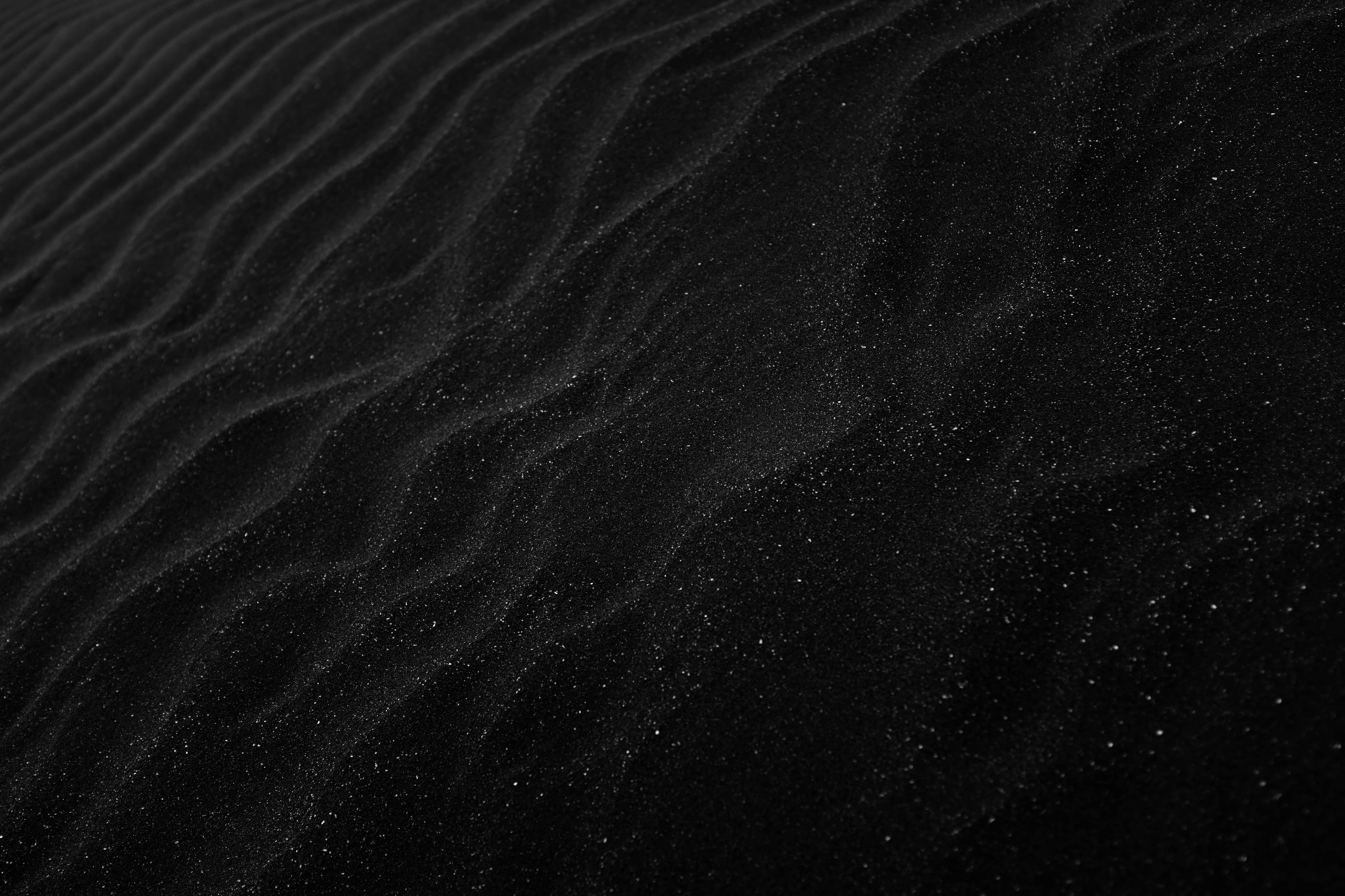 black background sand, dark rippled sand, fine glittering particles, 5K Desktop Wallpaper