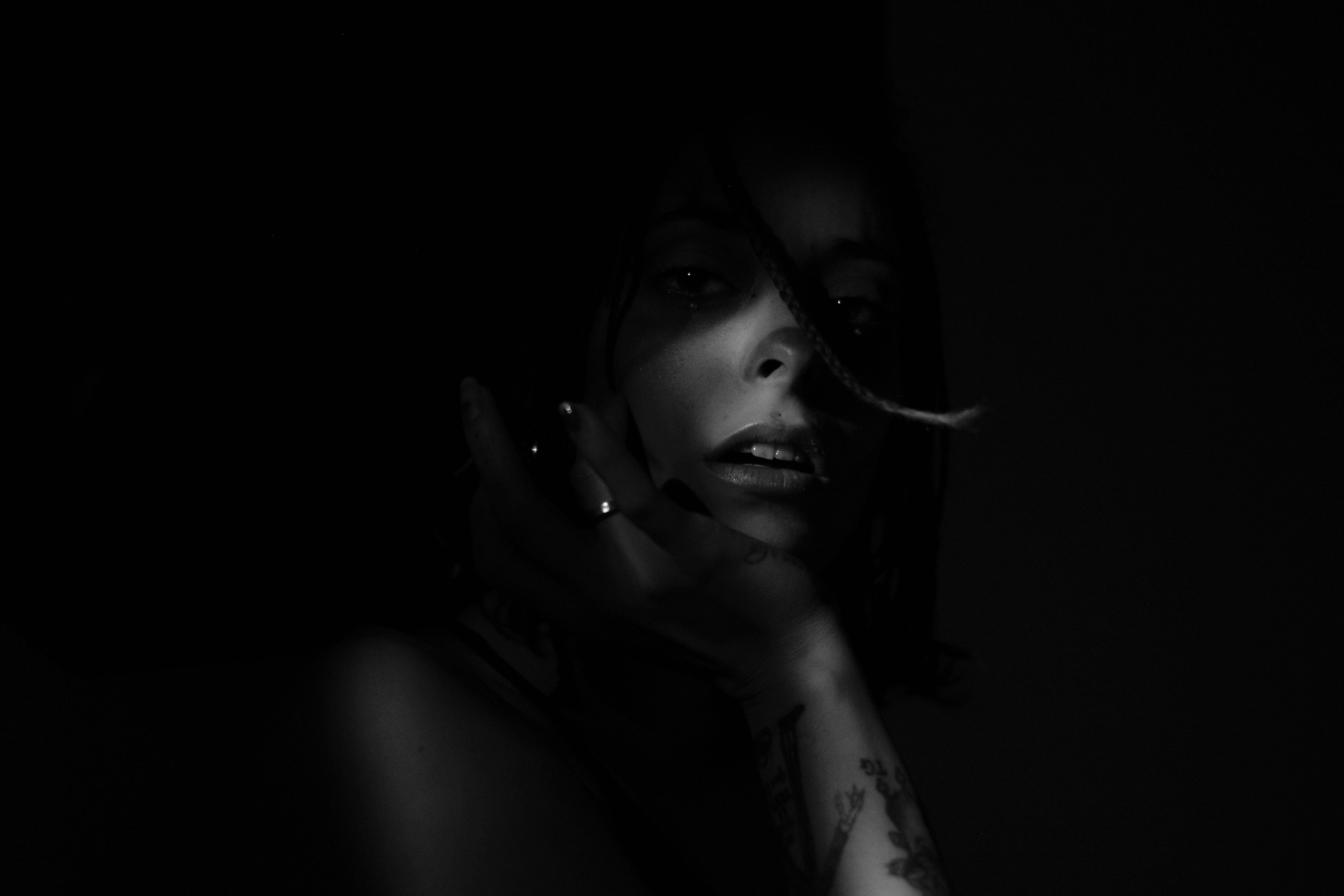 woman, tattoos, dark hair, 5K Desktop Wallpaper