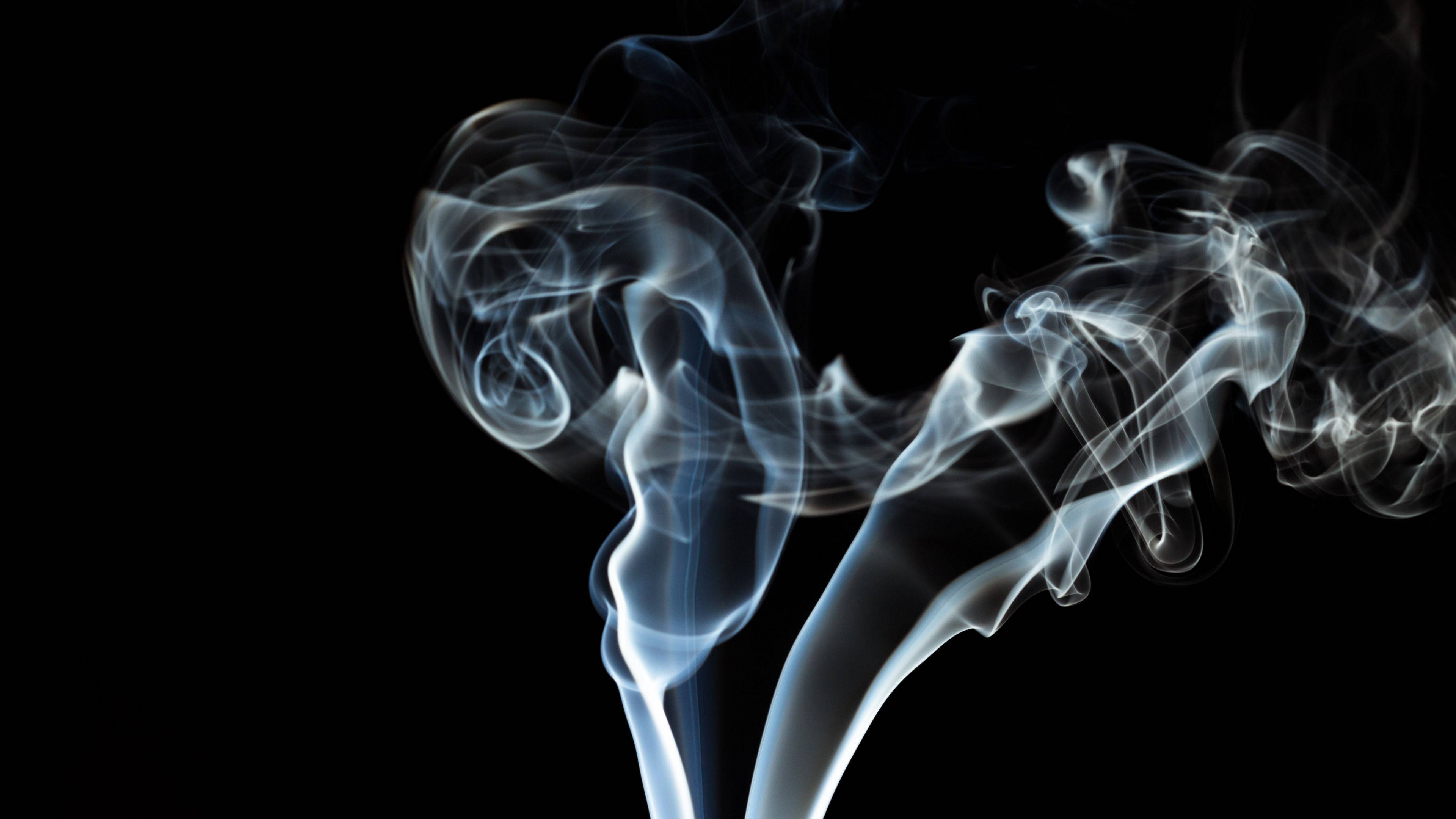 Black Screen 4K, smoke, ethereal blue, 4K Desktop Wallpaper