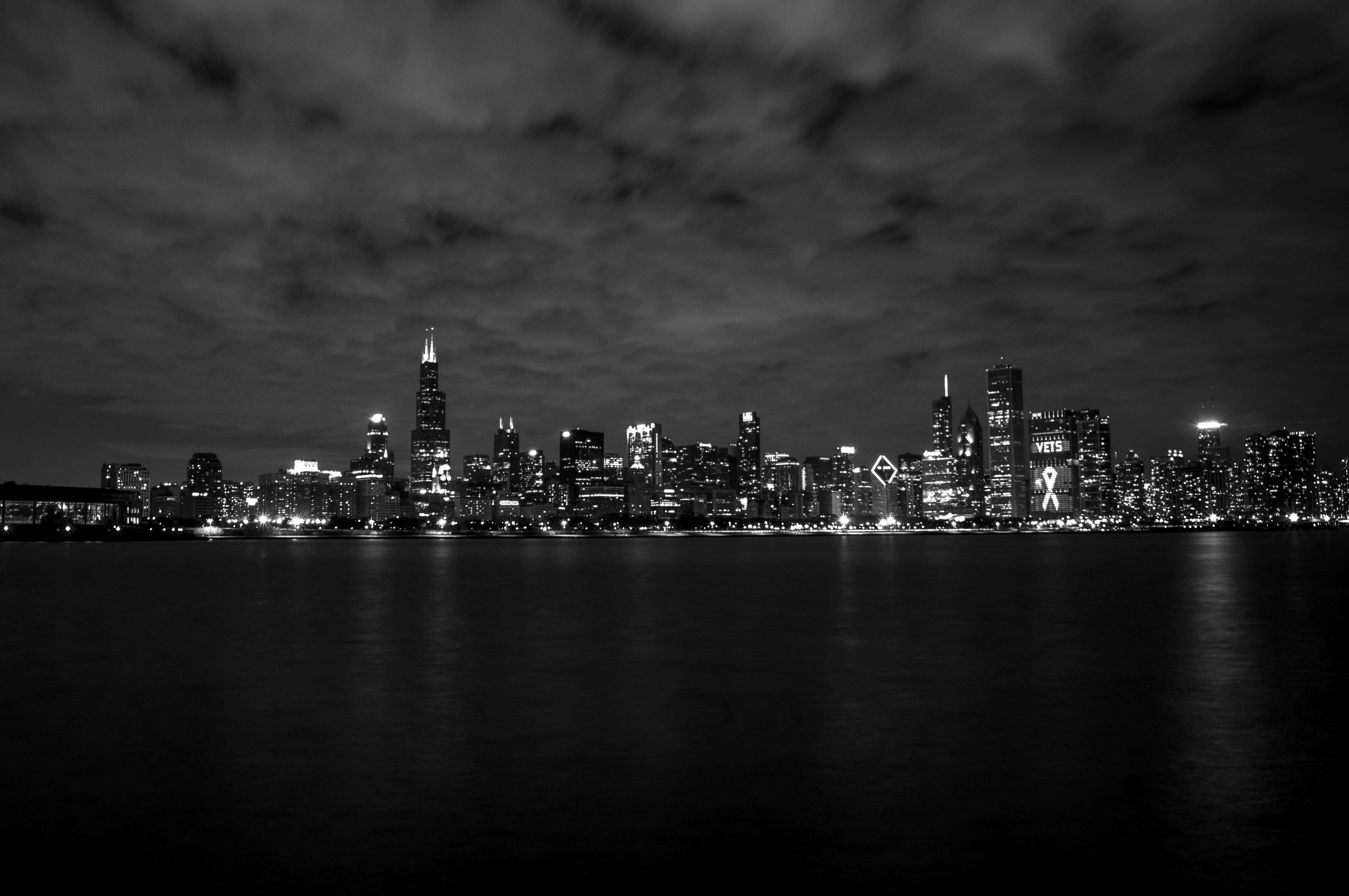 City Skyline, Black Screen 4K, night, 4K Desktop Wallpaper