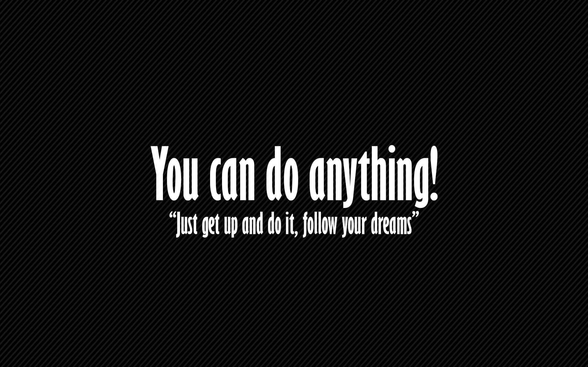 black diagonally striped background, bold white motivational text, Follow Your Dreams, Full HD Desktop Wallpaper