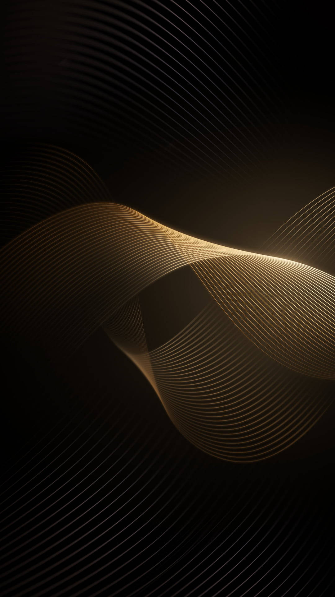 wavy lines, black, gold, Full HD Phone Wallpaper