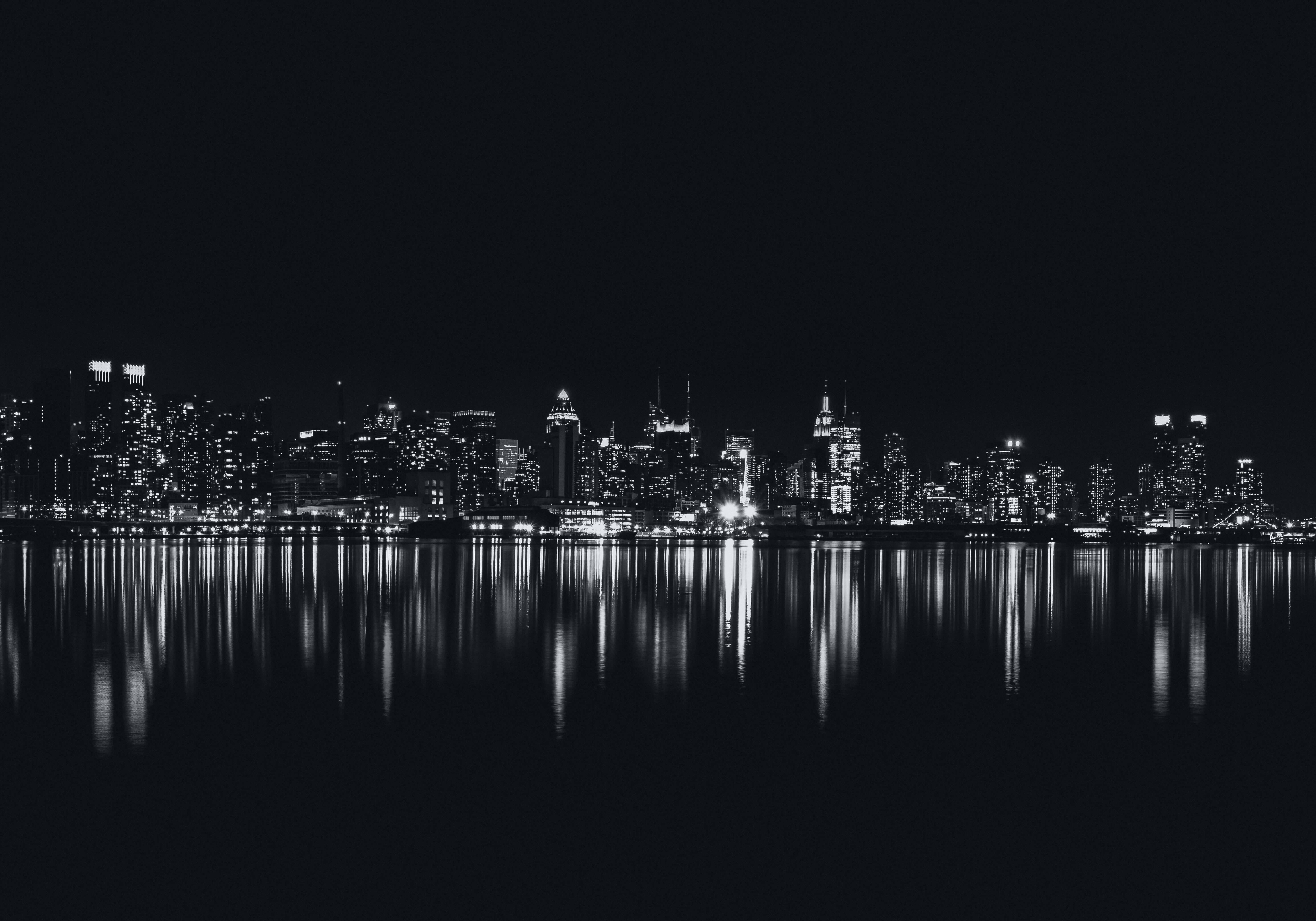 Cityscape, Black Screen, Night, 5K Desktop Wallpaper