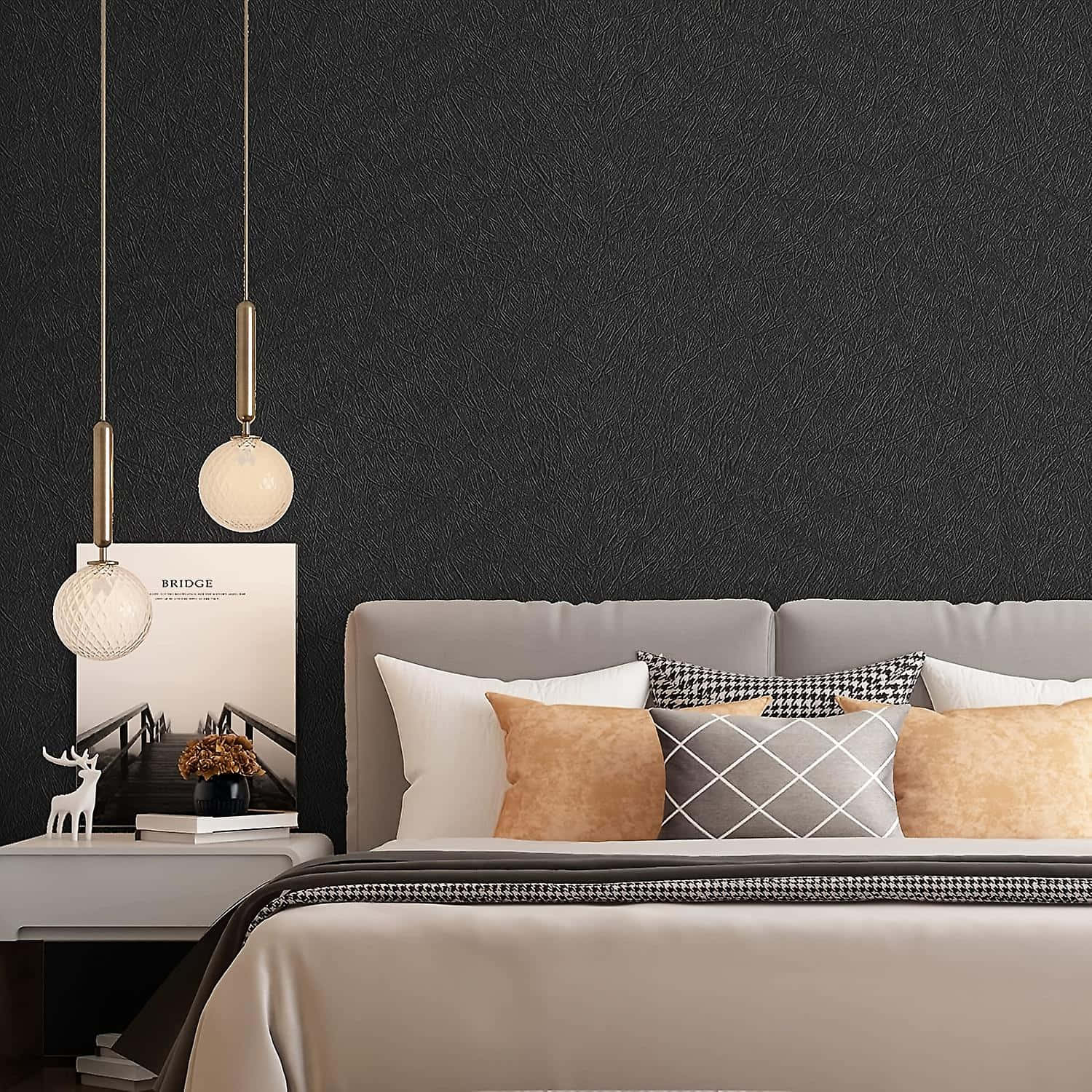 elegant bedroom, beige linens, patterned pillows, HD Desktop Wallpaper