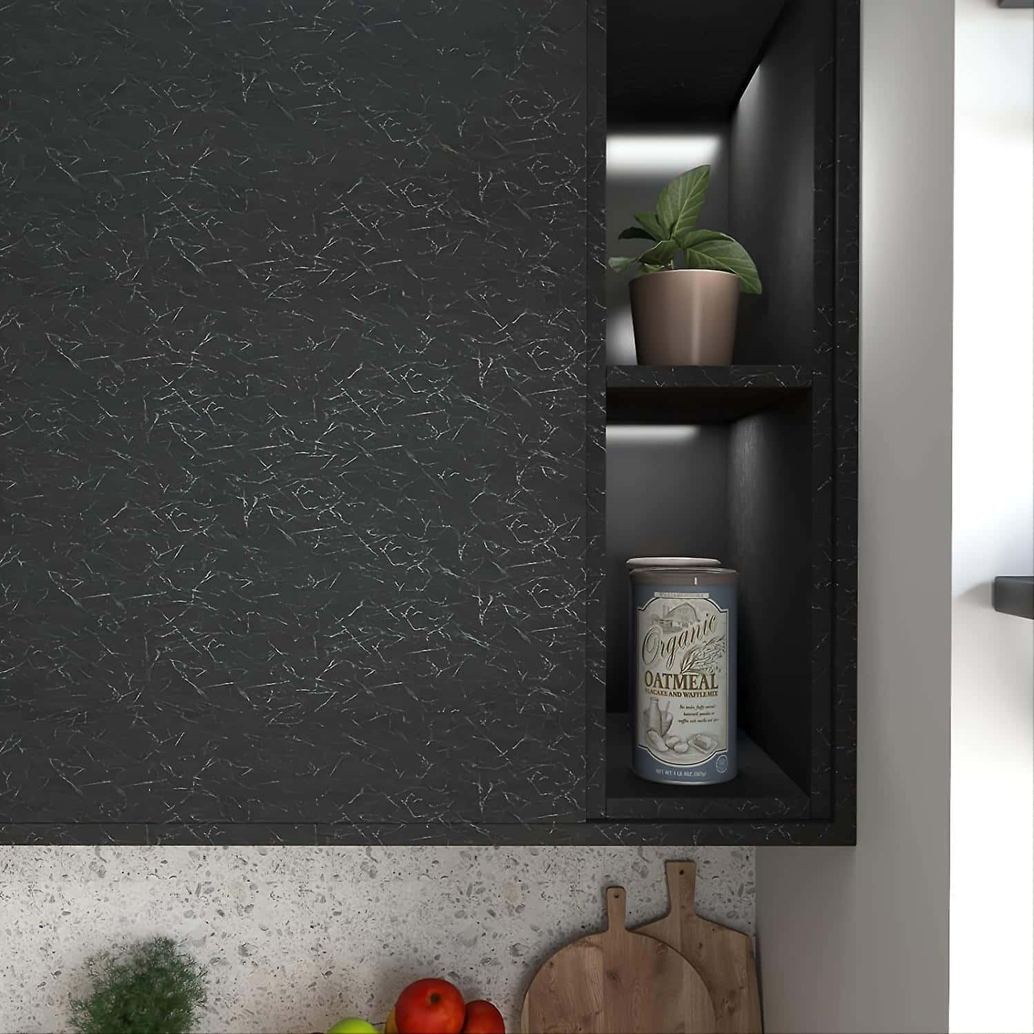 Black Silk, modern kitchen, dark textured kitchen cabinet, HD Desktop Wallpaper