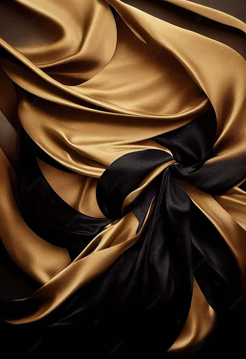 black and gold silk fabric, satin fabric, glossy folds, HD Phone Wallpaper