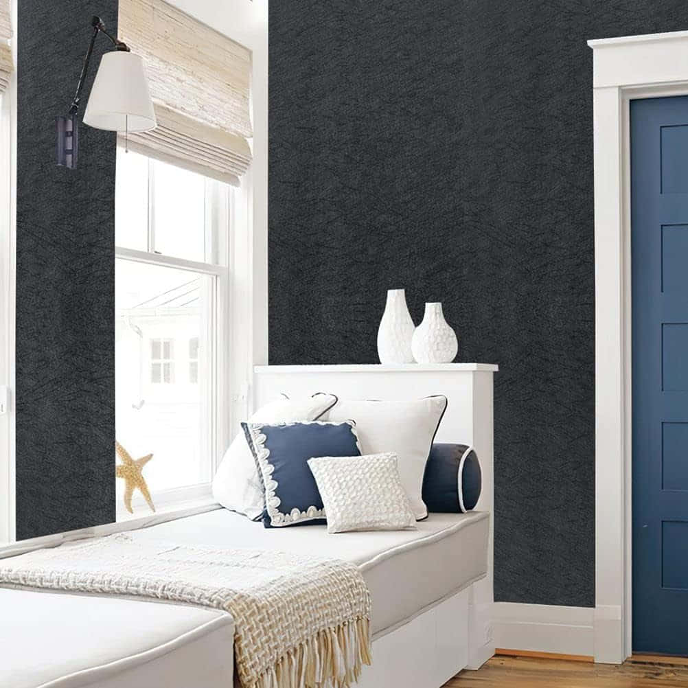 elegant black silk wallpaper, bedroom, nautical-themed window seat, SD Desktop Wallpaper