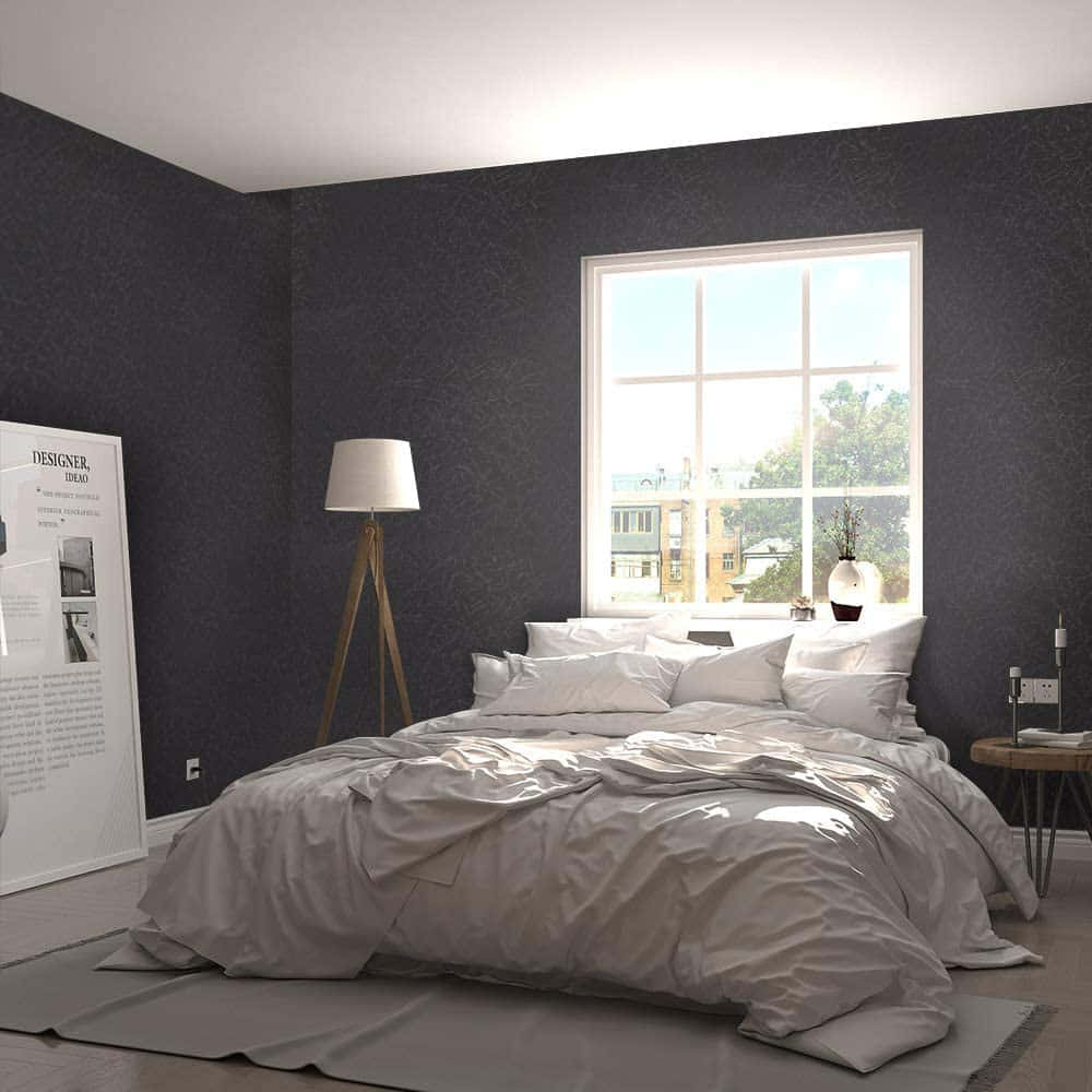 Elegant Bedroom, black silk, dark textured walls, SD Desktop Wallpaper