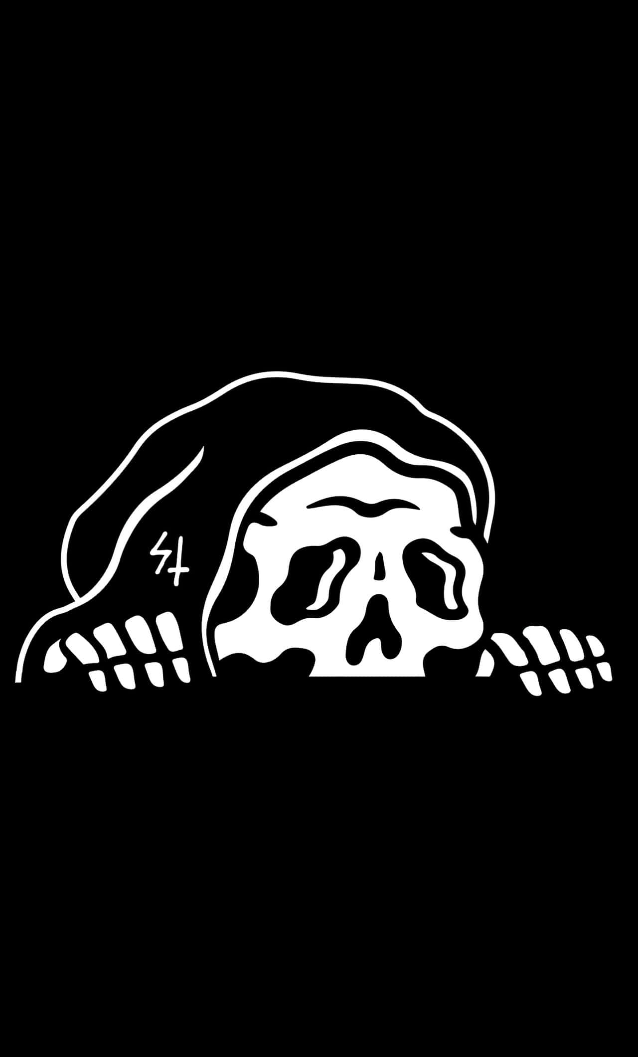 black skeleton, skull, hat, Full HD Phone Wallpaper