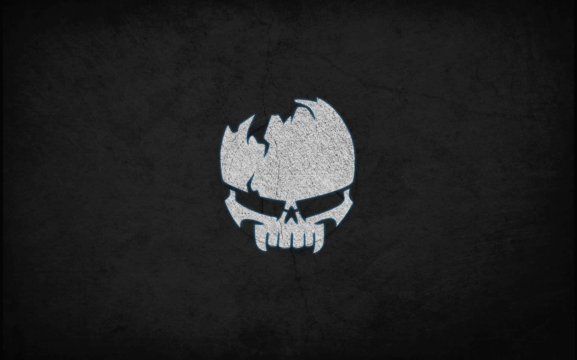 black skeleton, cracked silver skull emblem, dark gray concrete wall, Full HD Desktop Wallpaper