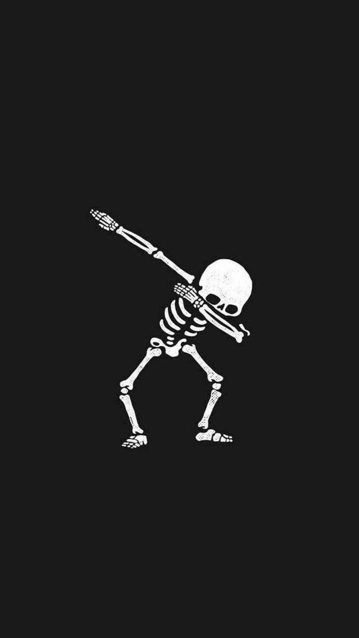 Black Skeleton, dab pose, white skeleton, SD Phone Wallpaper