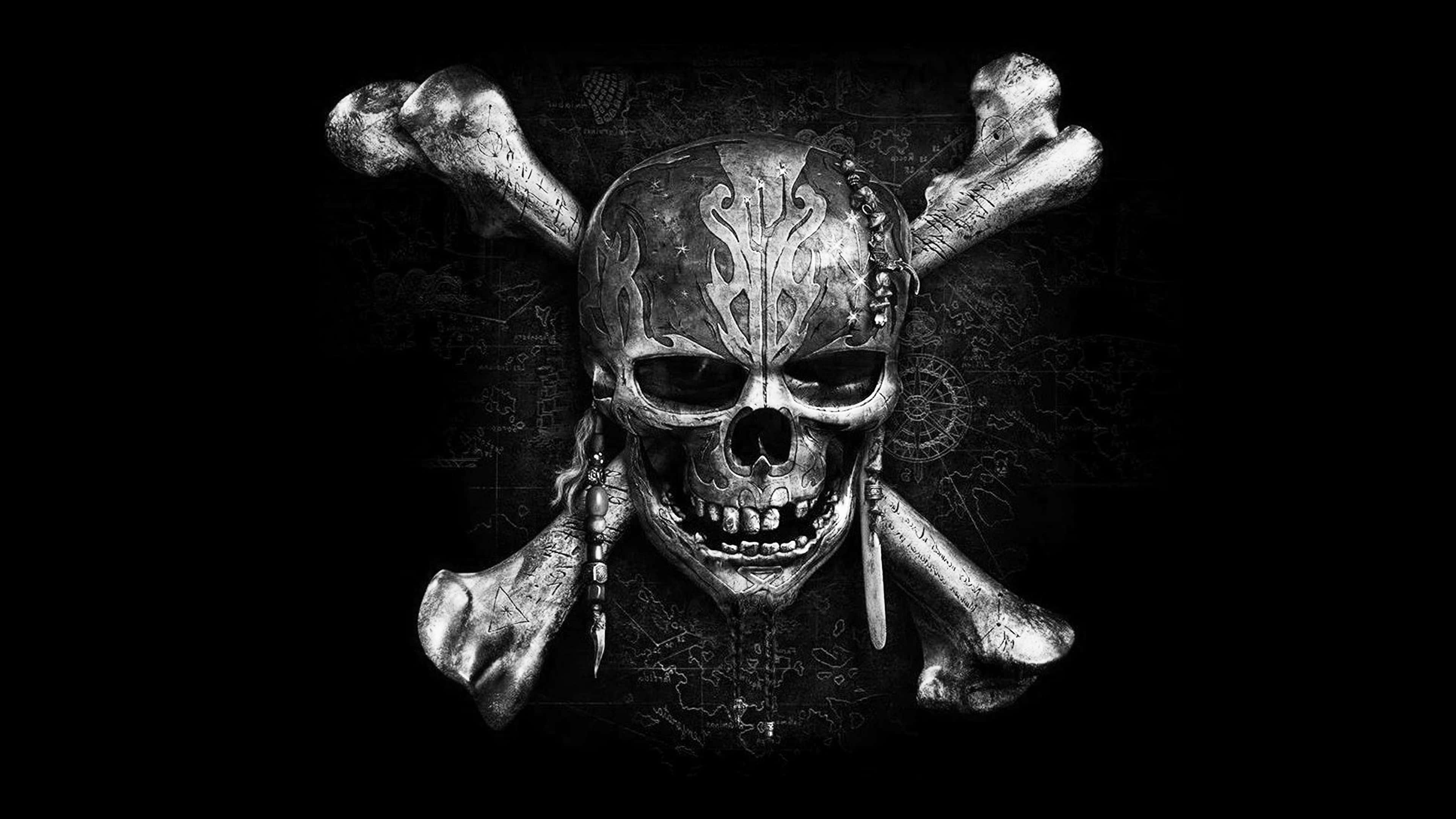 Black Skeleton, tribal tattoos, beads, 4K Desktop Wallpaper