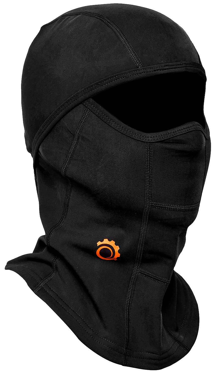 Black Ski Mask, orange gear logo, balaclava, HD Phone Wallpaper