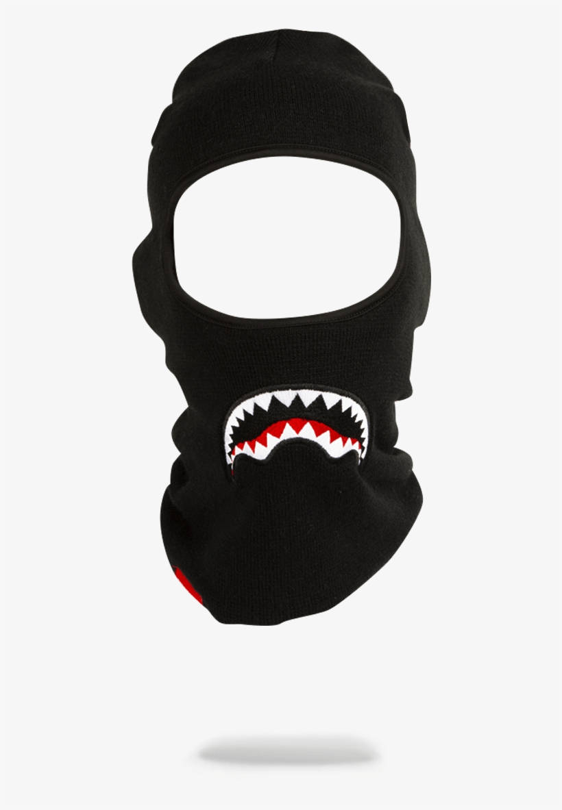 Black Ski Mask, shark mouth graphic, white teeth, SD Phone Wallpaper