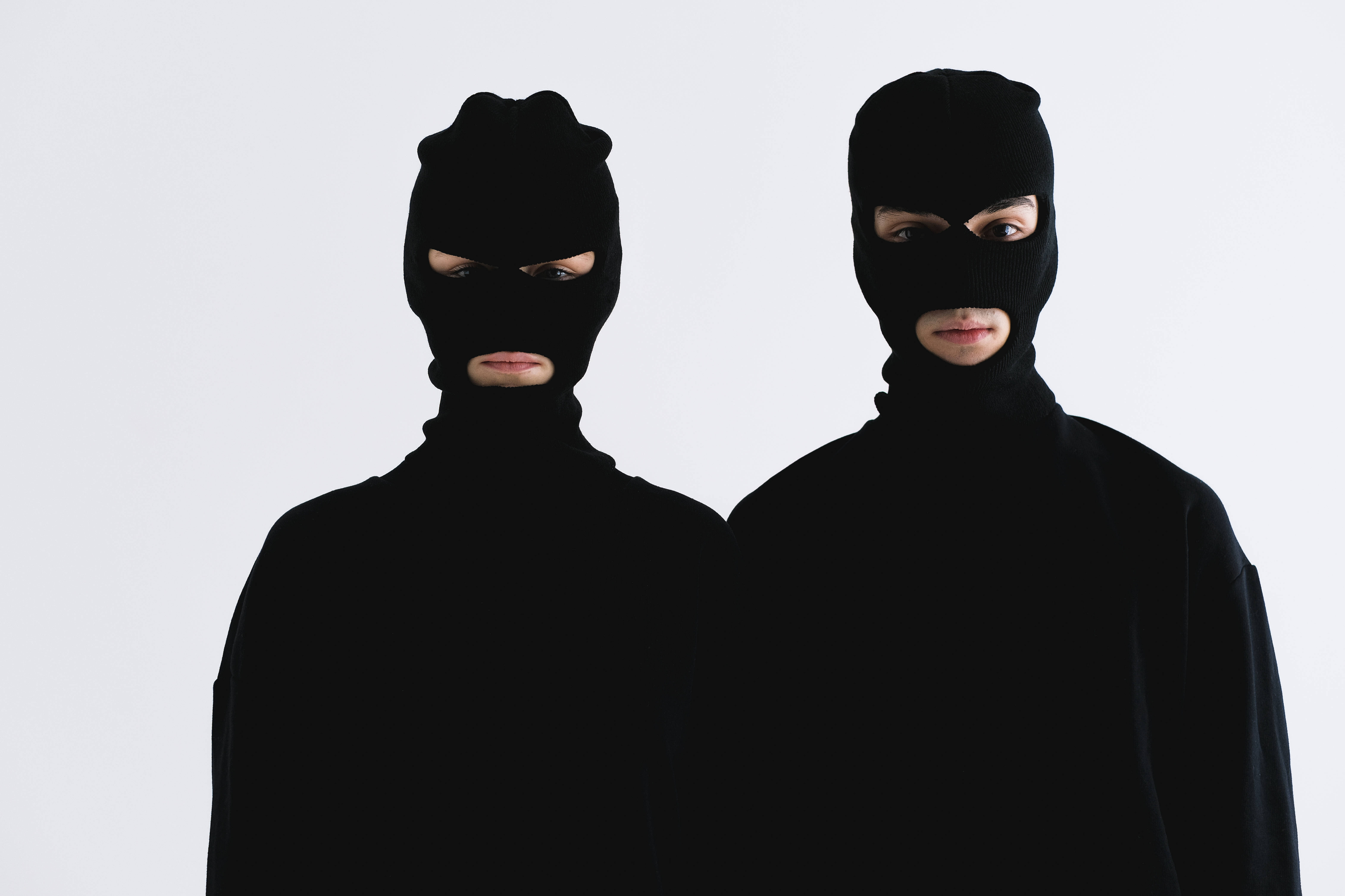 black ski mask, black balaclavas, two men, 5K Desktop Wallpaper