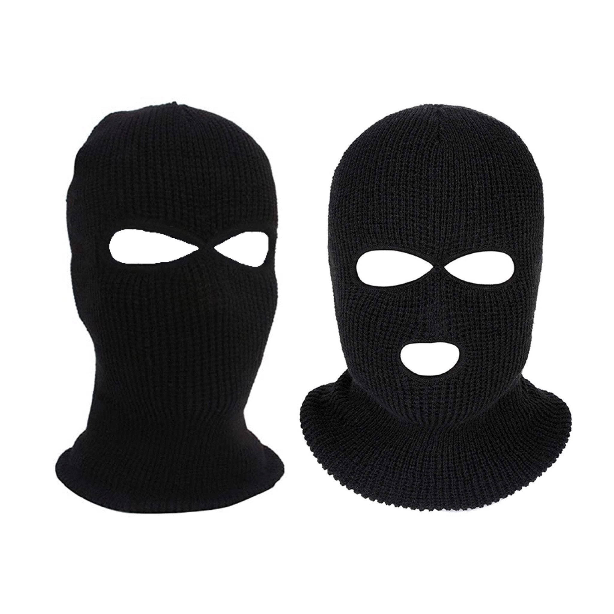black knit balaclavas, eye and mouth holes, white background, Full HD Desktop Wallpaper