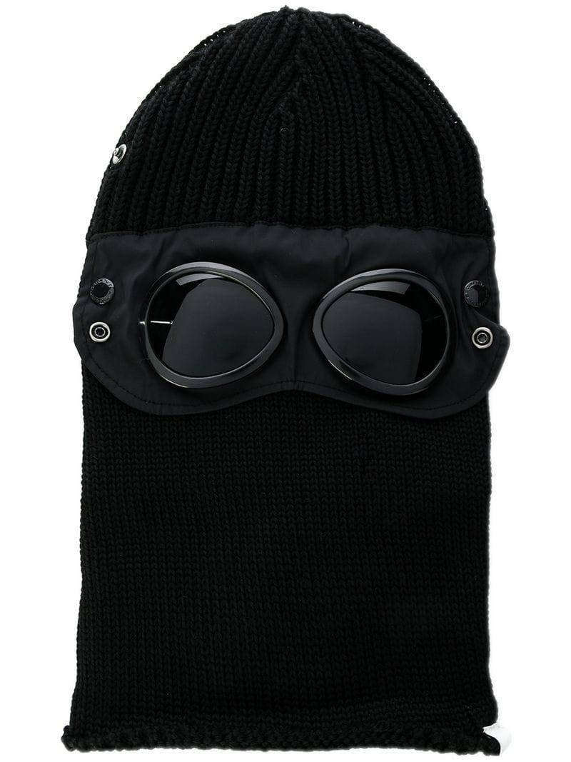 black knit balaclava, integrated goggles, reflective lenses, SD Phone Wallpaper