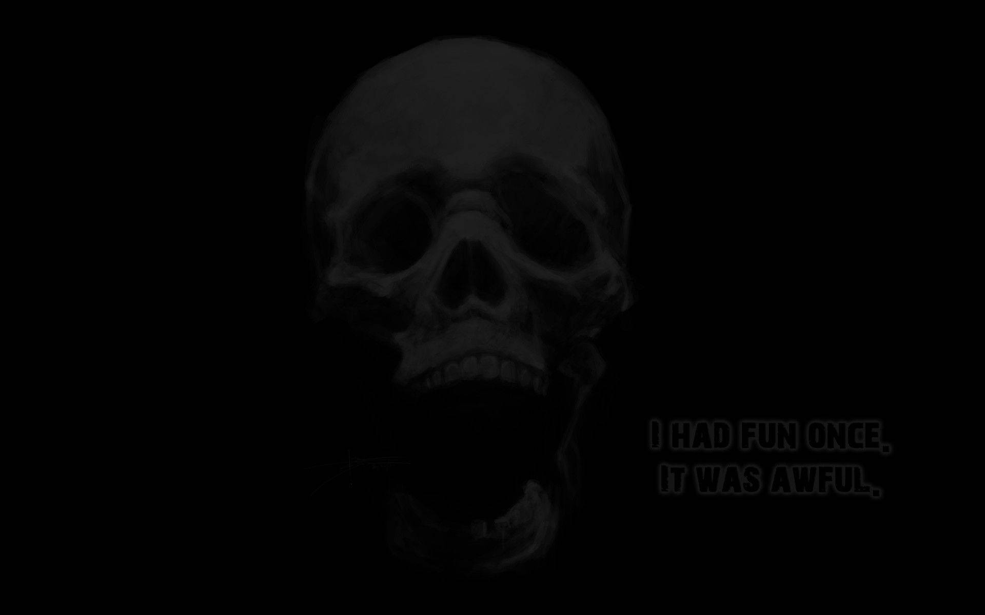 Black Skull, pitch blackness, faintly glowing, Full HD Desktop Wallpaper