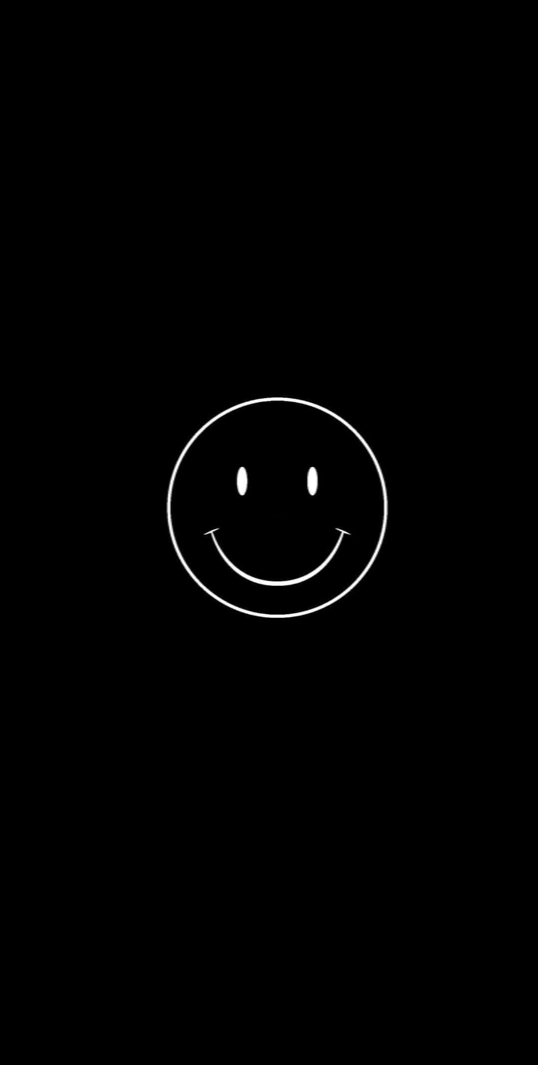 Black Smile, smiling face, white line drawing, Full HD Phone Wallpaper