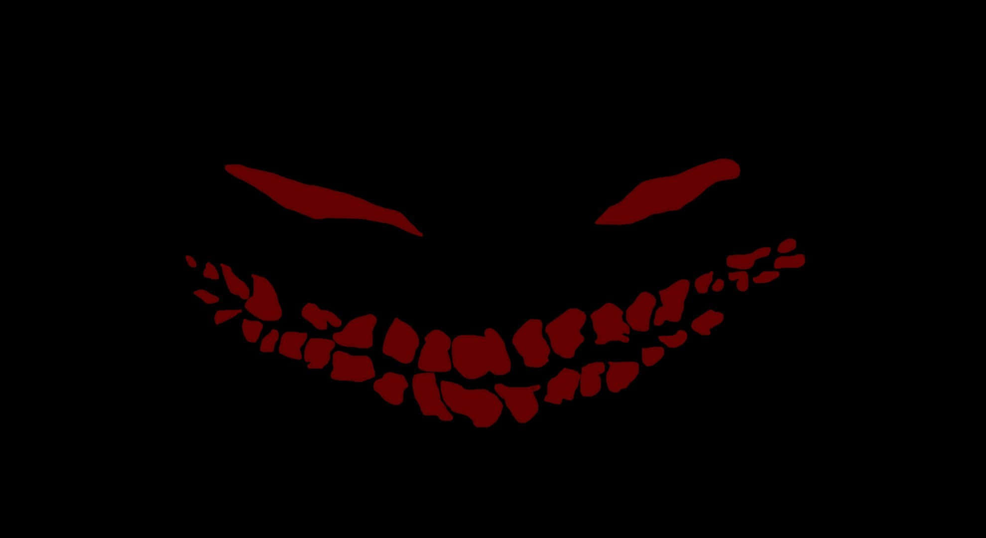 Red Smile In Black, red grin, sharp teeth, Full HD Desktop Wallpaper