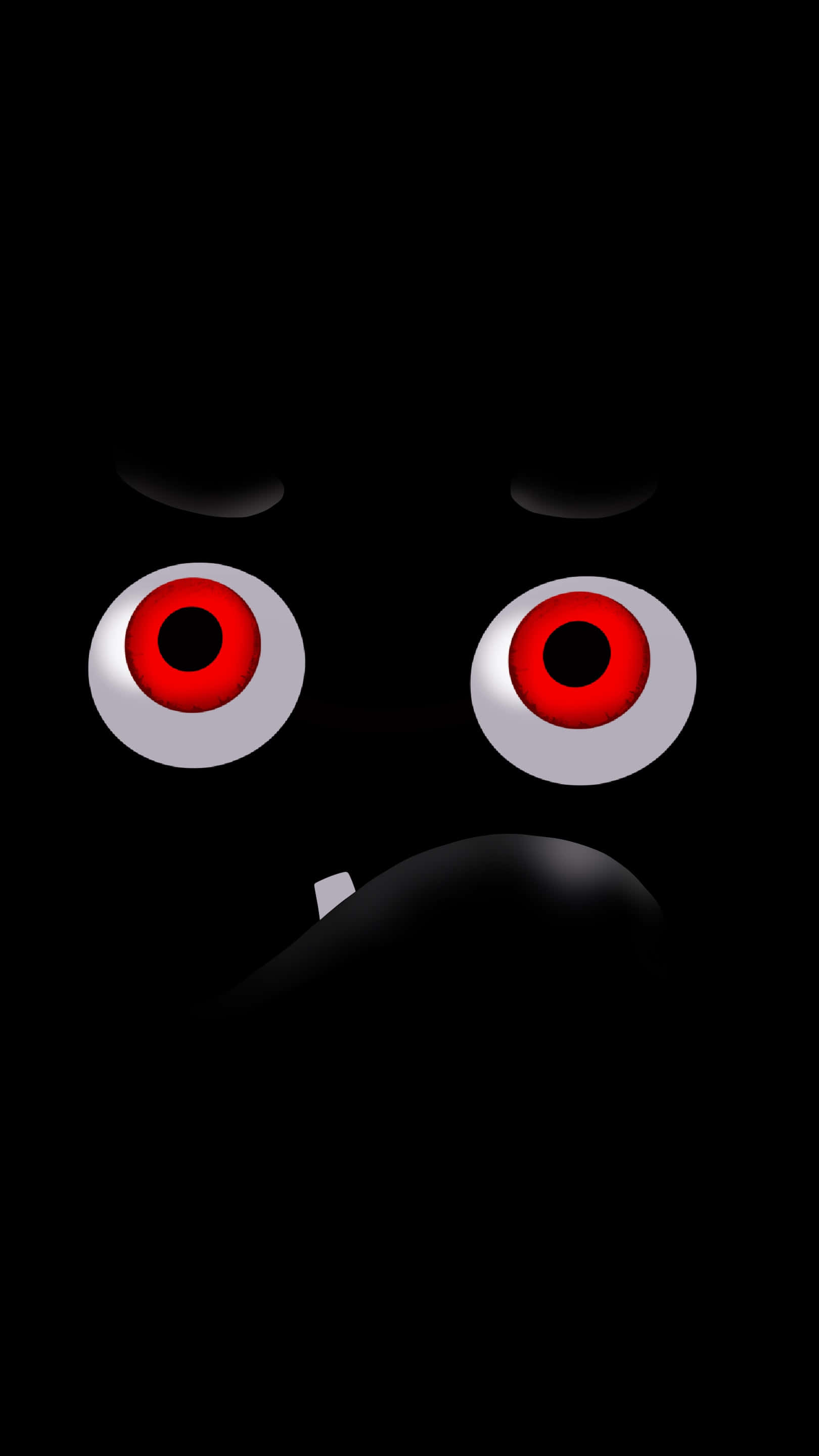 Sad Smile In Black, glowing red eyes, total darkness, 2K Phone Wallpaper