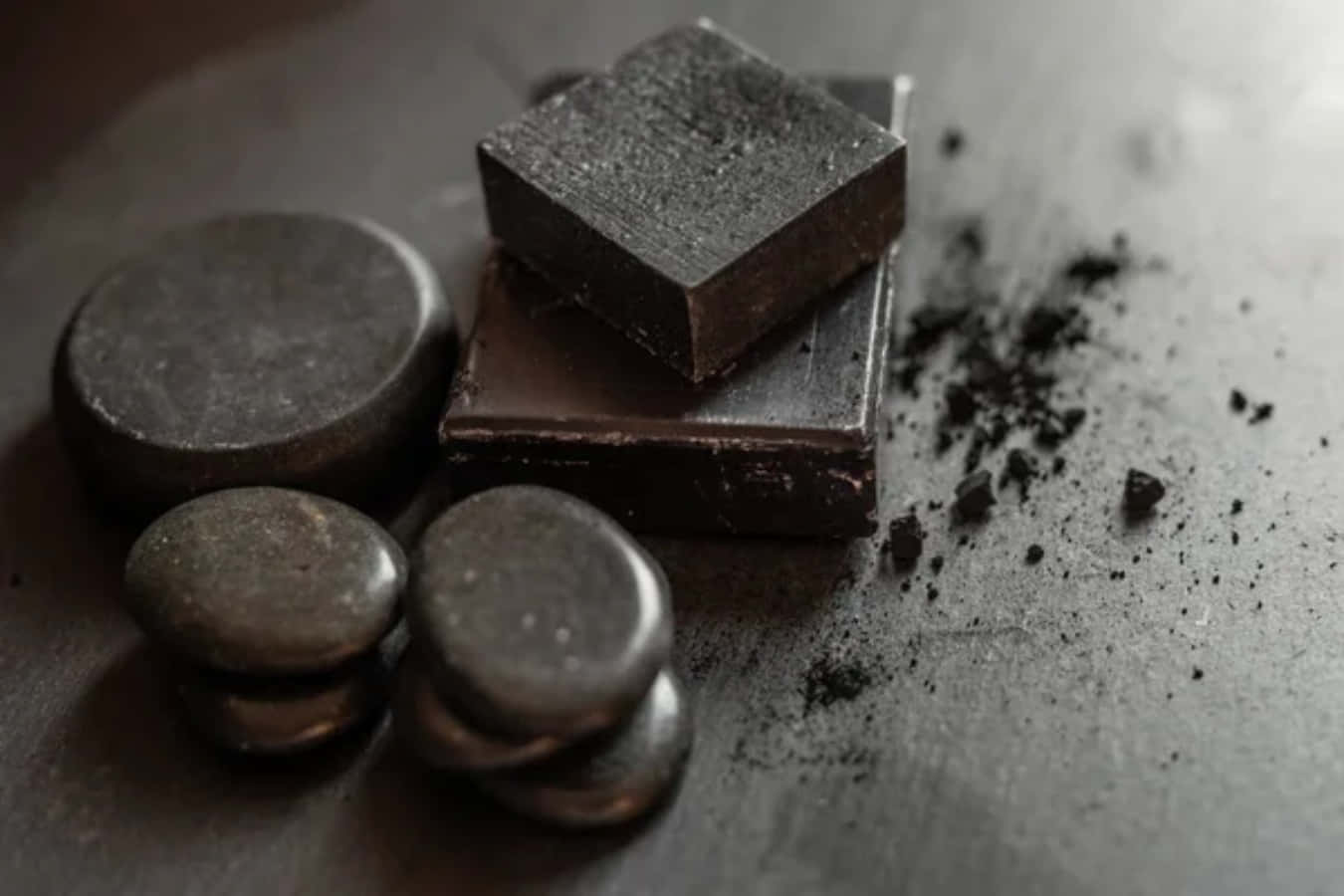 Black Soap, dark chocolate bars, round stones, HD Desktop Wallpaper