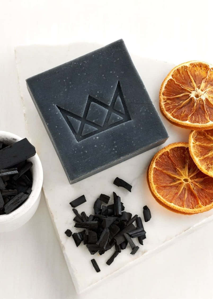 Black Soap, dark gray soap bar, crown embossed, SD Phone Wallpaper
