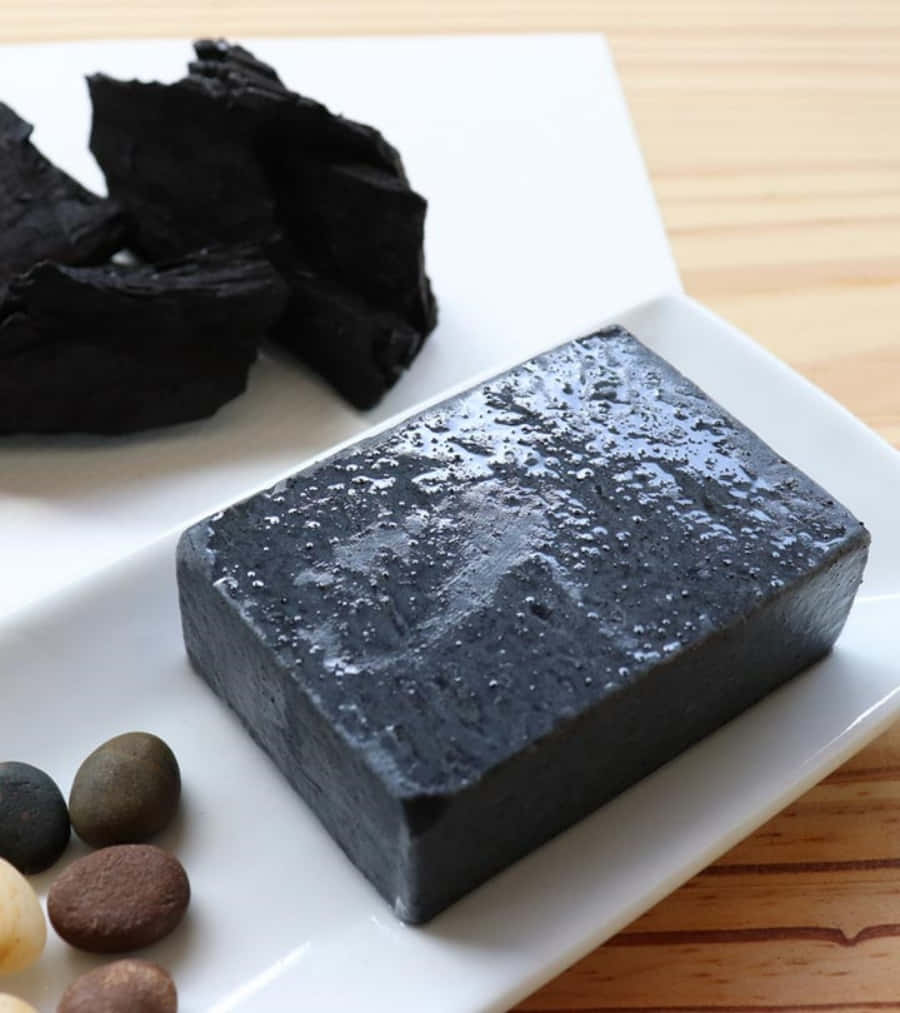 Black Soap, black soap bar, glittering texture, SD Phone Wallpaper