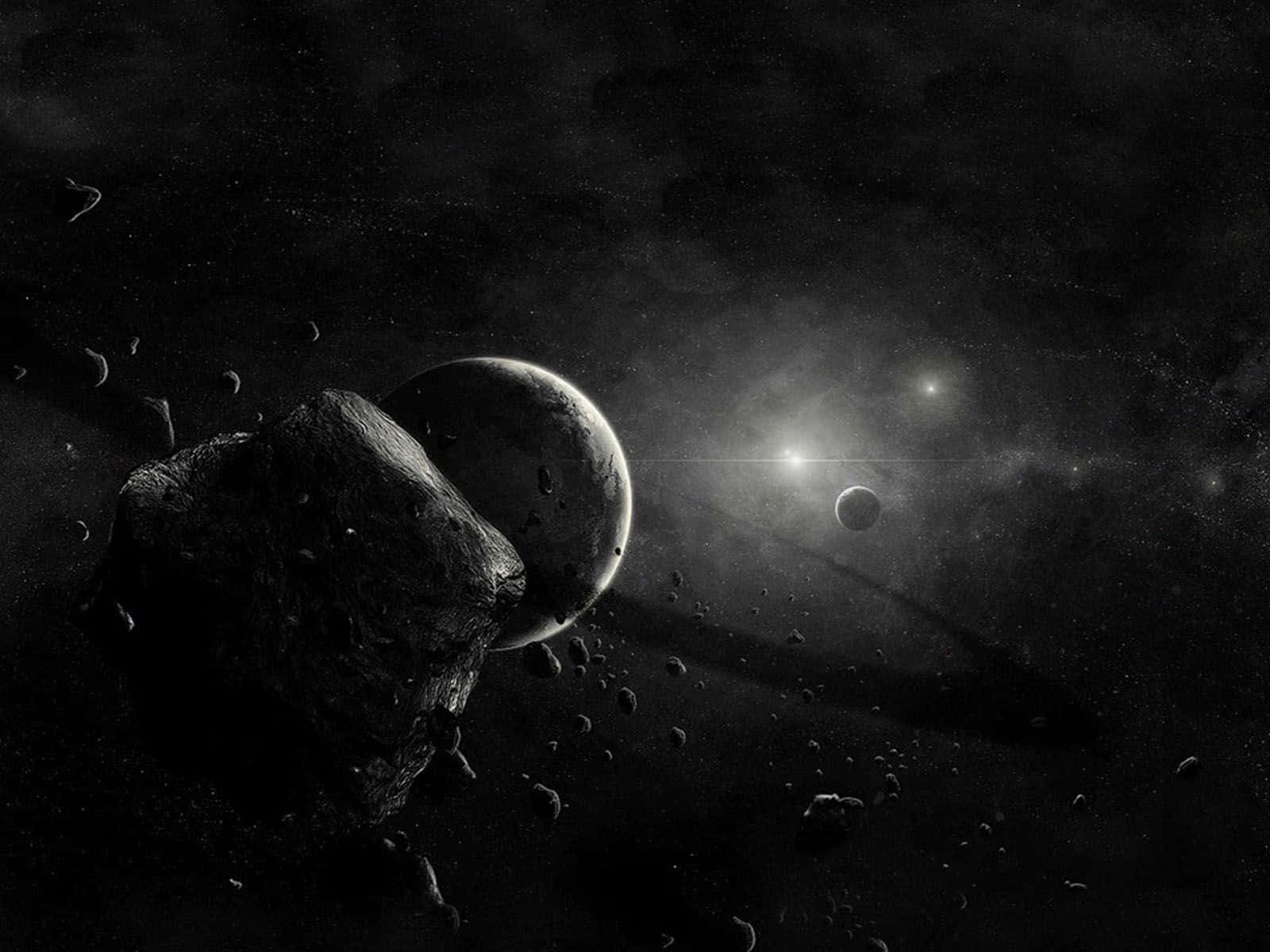 Black Space, asteroid, planet, HD Desktop Wallpaper