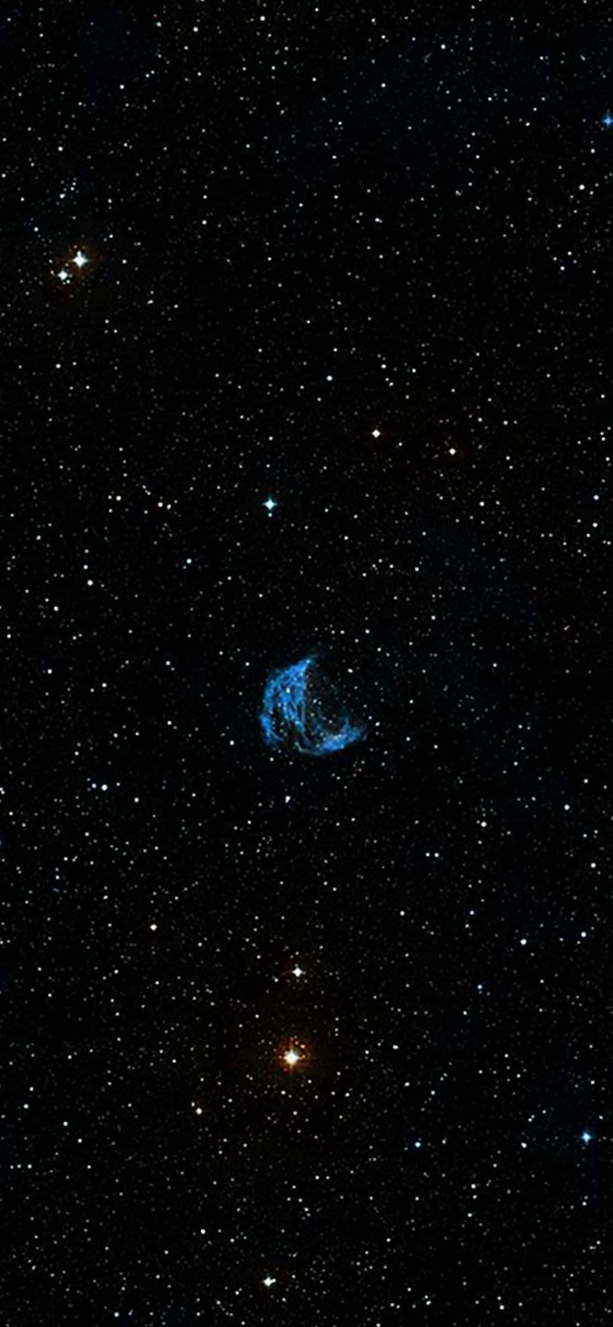 Black Space, glowing blue nebula, dense field of stars, 2K Phone Wallpaper